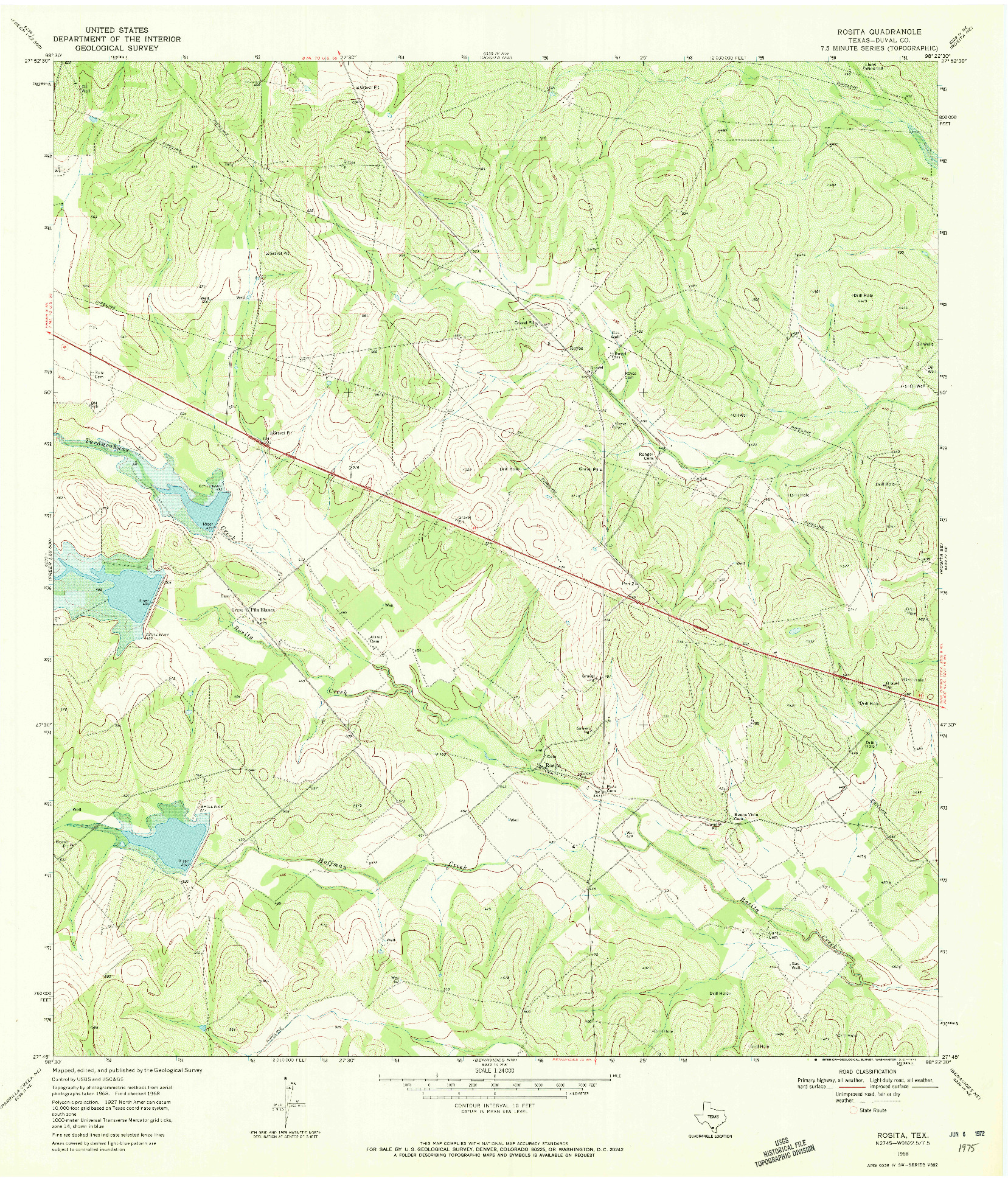 USGS 1:24000-SCALE QUADRANGLE FOR ROSITA, TX 1968