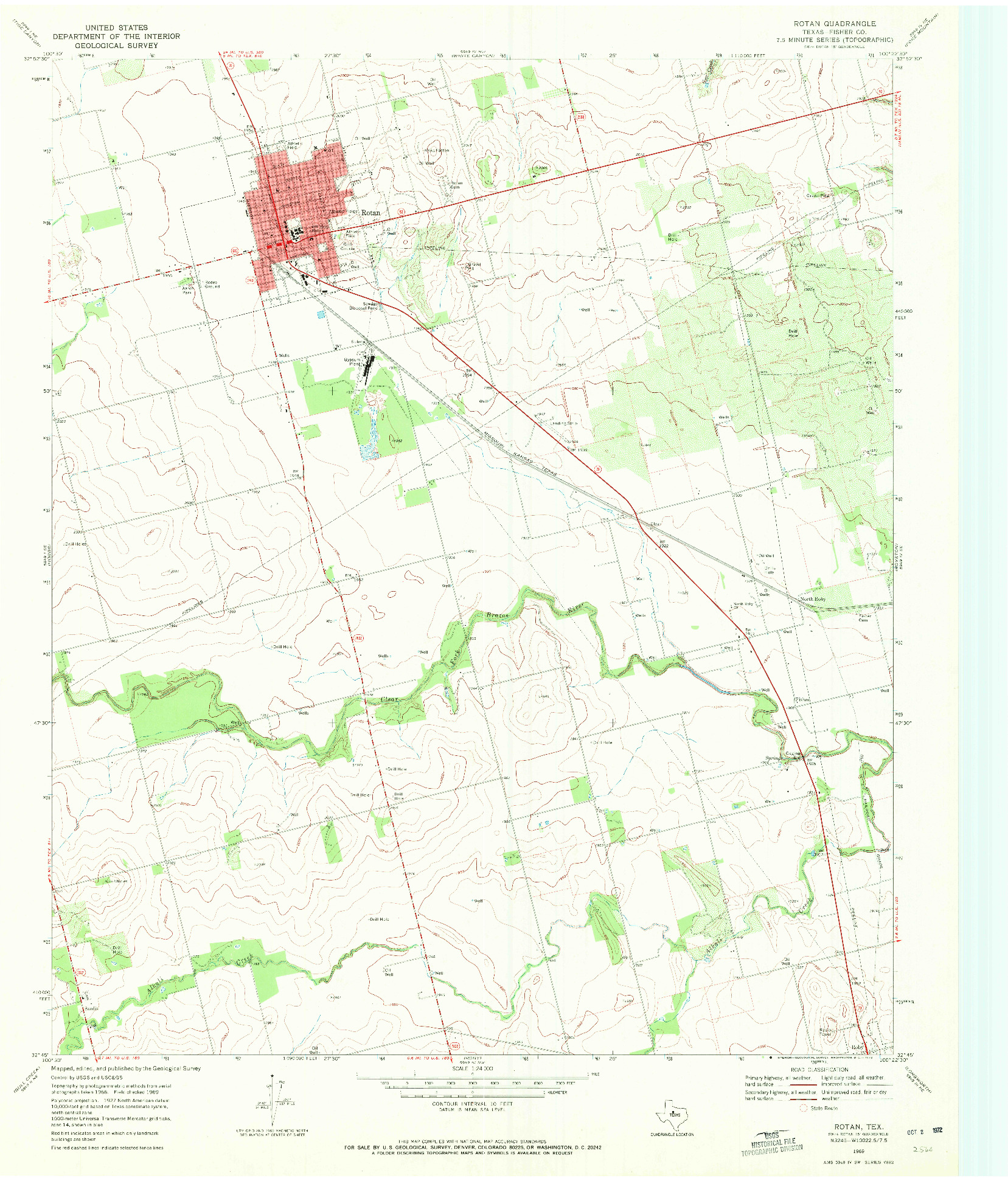 USGS 1:24000-SCALE QUADRANGLE FOR ROTAN, TX 1969