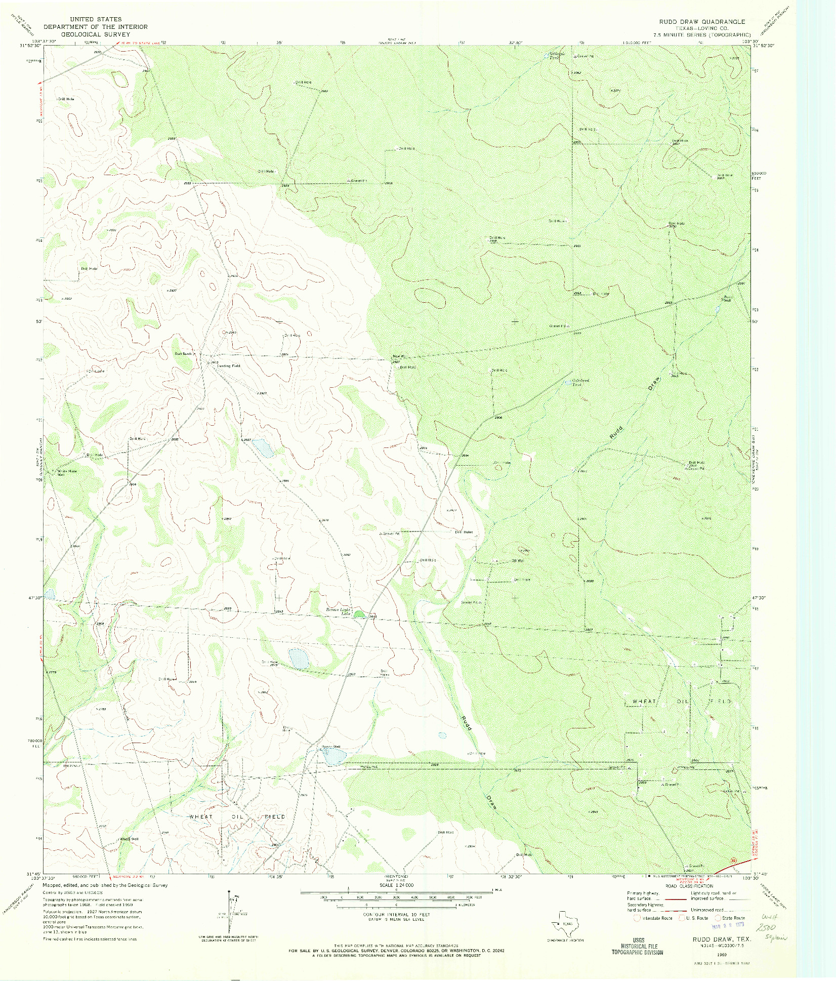 USGS 1:24000-SCALE QUADRANGLE FOR RUDD DRAW, TX 1969