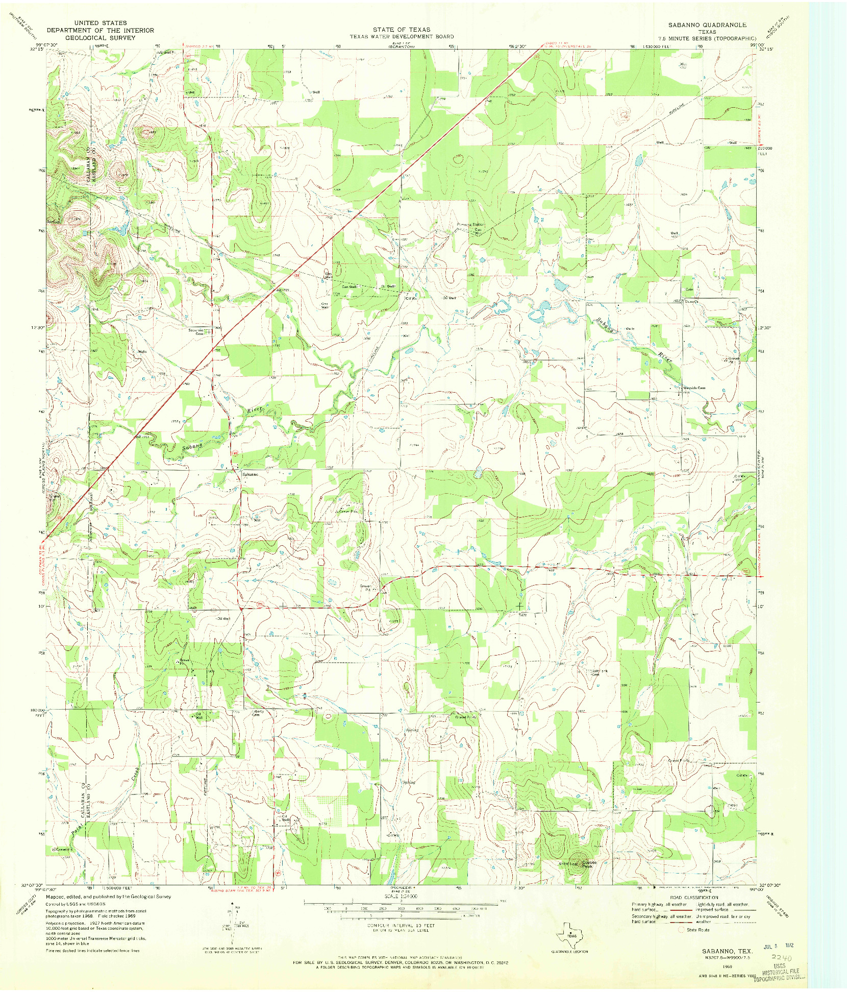 USGS 1:24000-SCALE QUADRANGLE FOR SABANNO, TX 1969