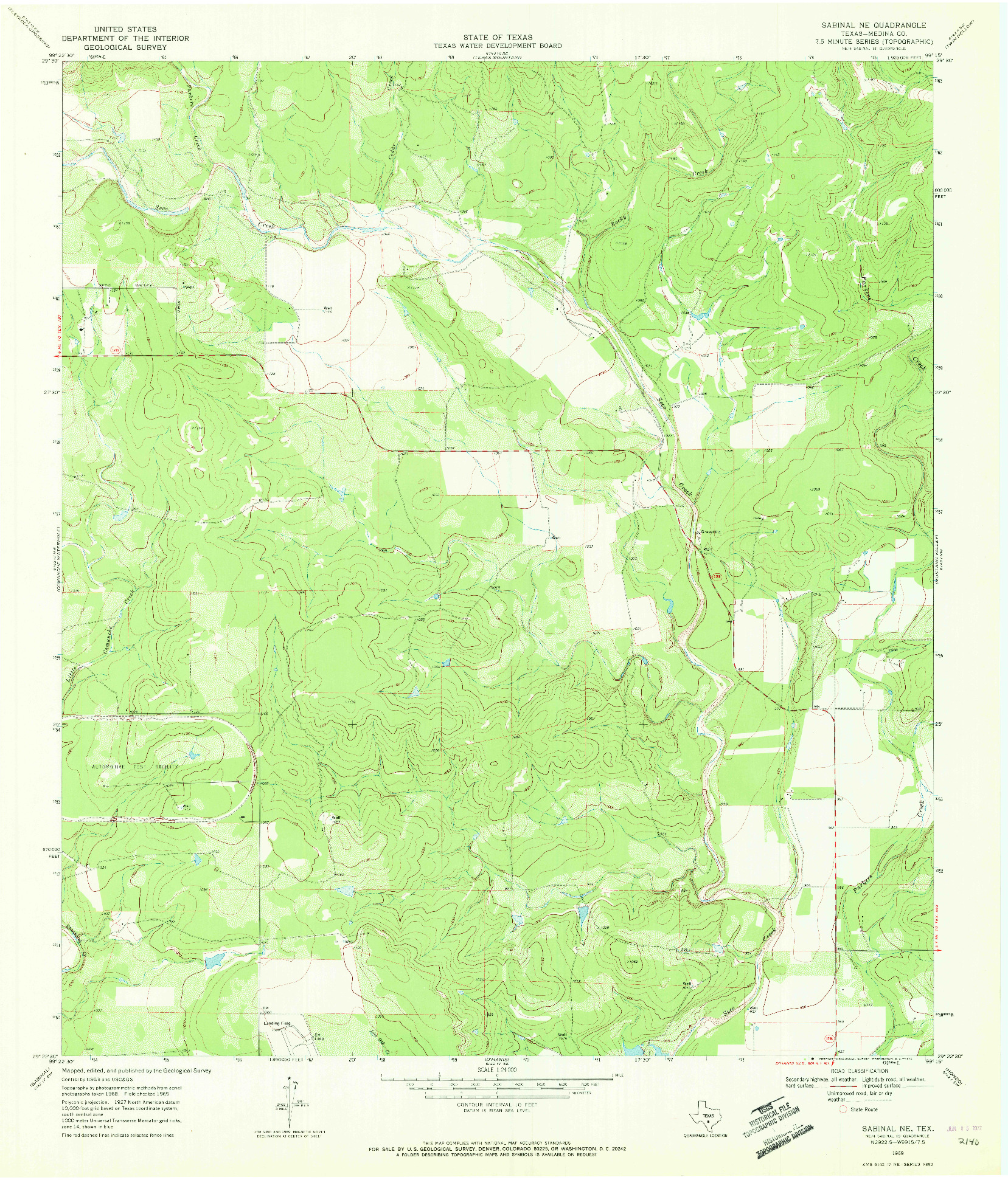 USGS 1:24000-SCALE QUADRANGLE FOR SABINAL NE, TX 1969