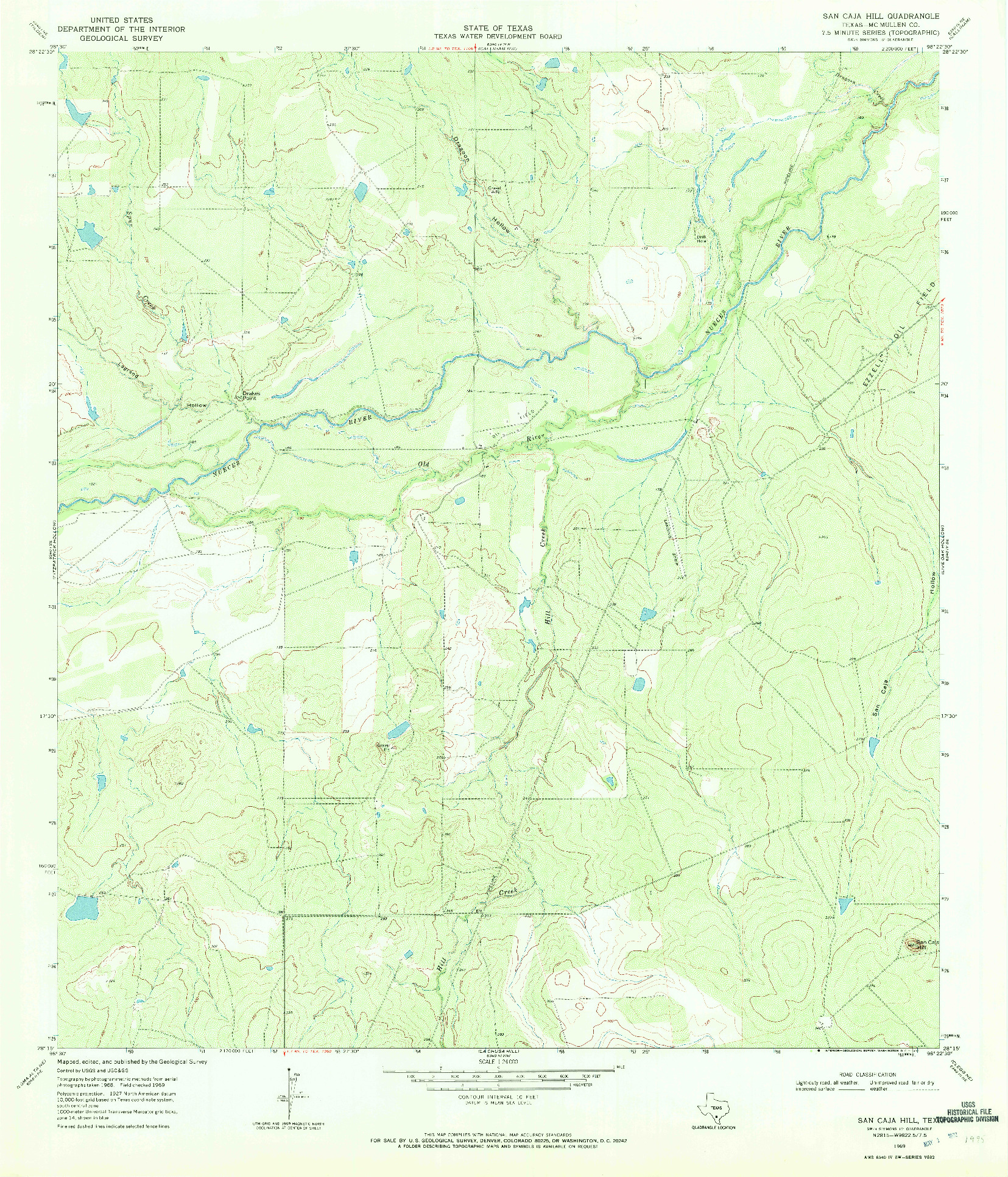 USGS 1:24000-SCALE QUADRANGLE FOR SAN CAJA HILL, TX 1969