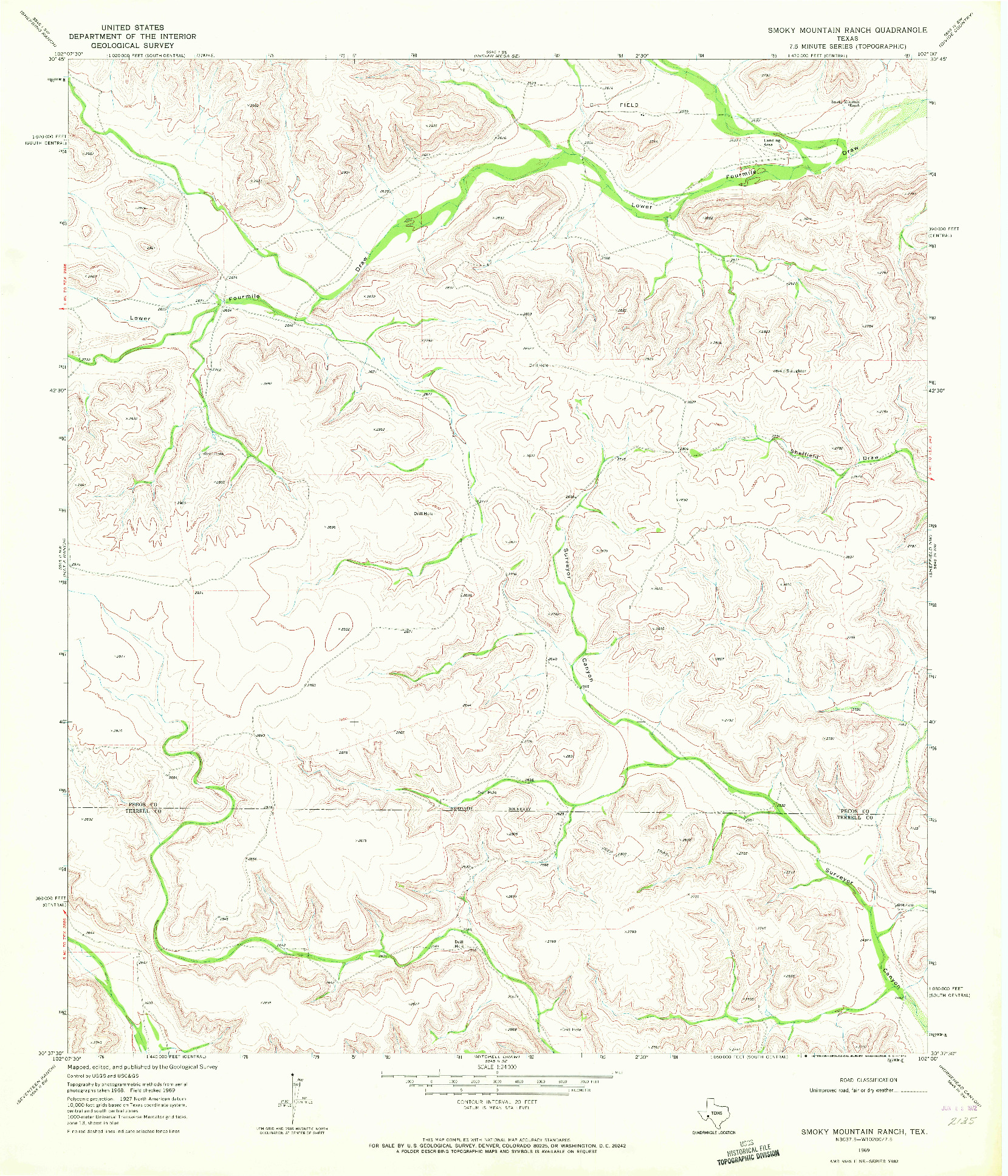 USGS 1:24000-SCALE QUADRANGLE FOR SMOKY MOUNTAIN RANCH, TX 1969