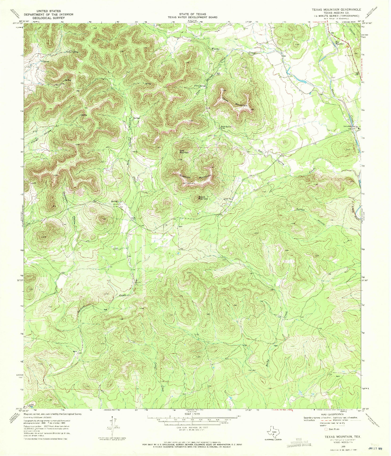 USGS 1:24000-SCALE QUADRANGLE FOR TEXAS MOUNTAIN, TX 1969