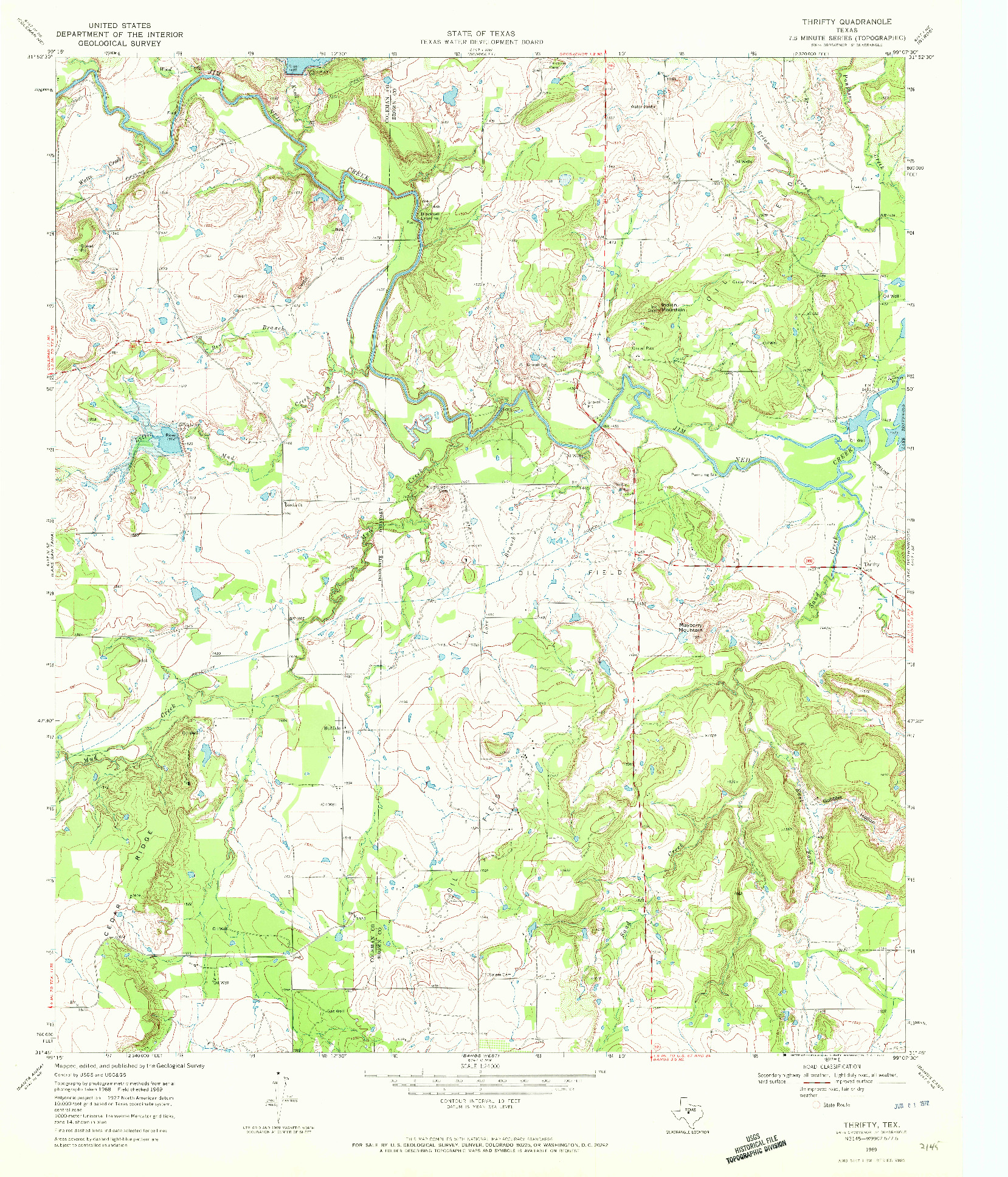 USGS 1:24000-SCALE QUADRANGLE FOR THRIFTY, TX 1969