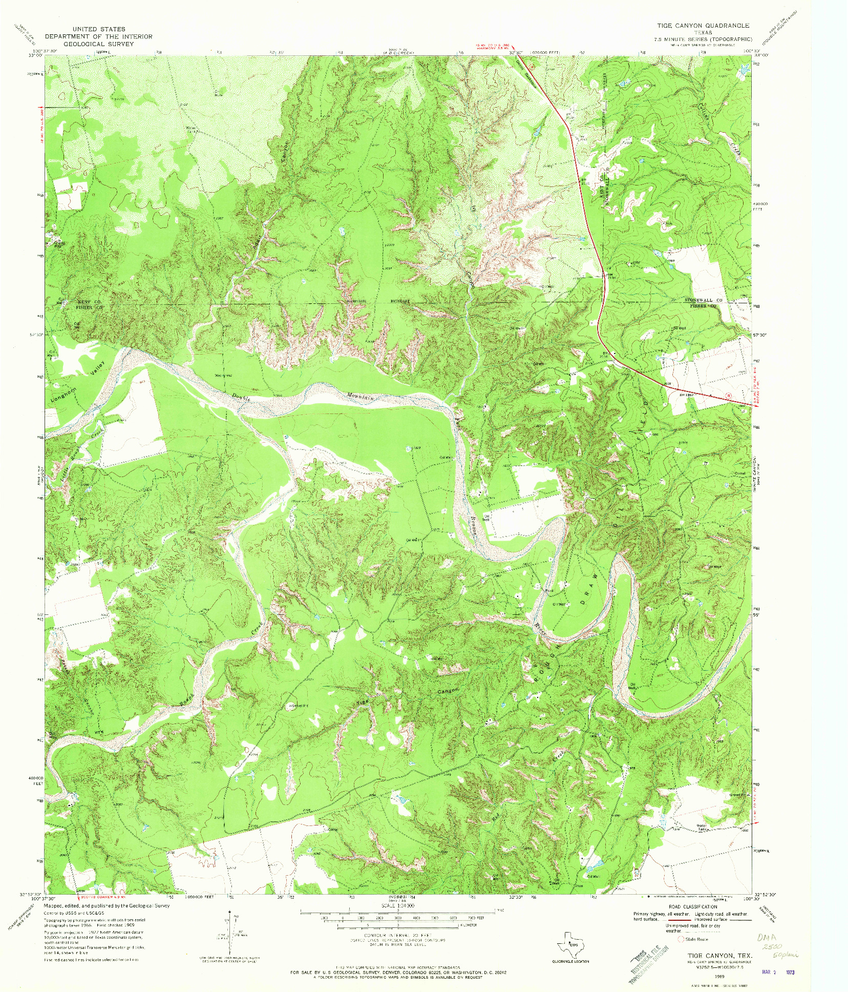 USGS 1:24000-SCALE QUADRANGLE FOR TIGE CANYON, TX 1969