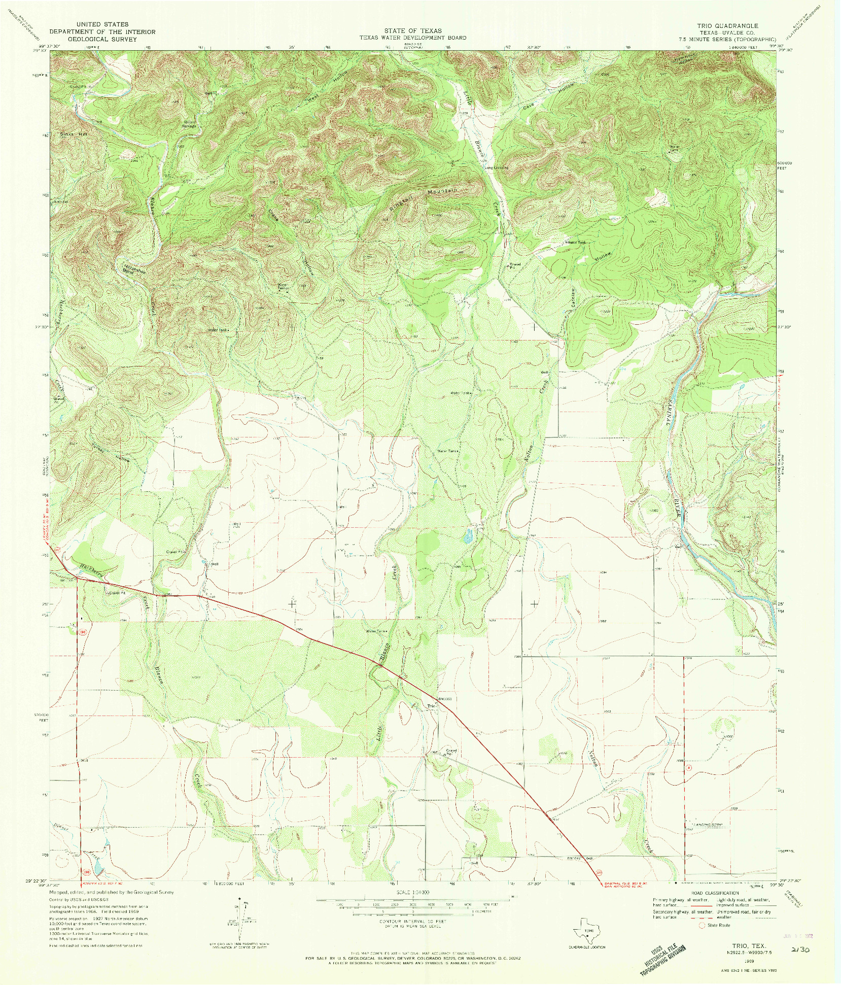 USGS 1:24000-SCALE QUADRANGLE FOR TRIO, TX 1969