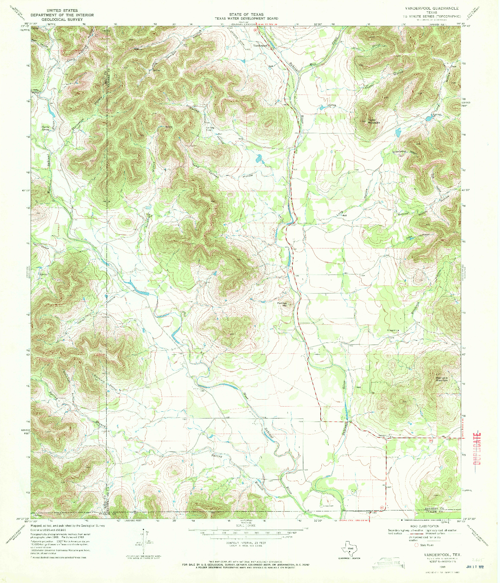 USGS 1:24000-SCALE QUADRANGLE FOR VANDERPOOL, TX 1969
