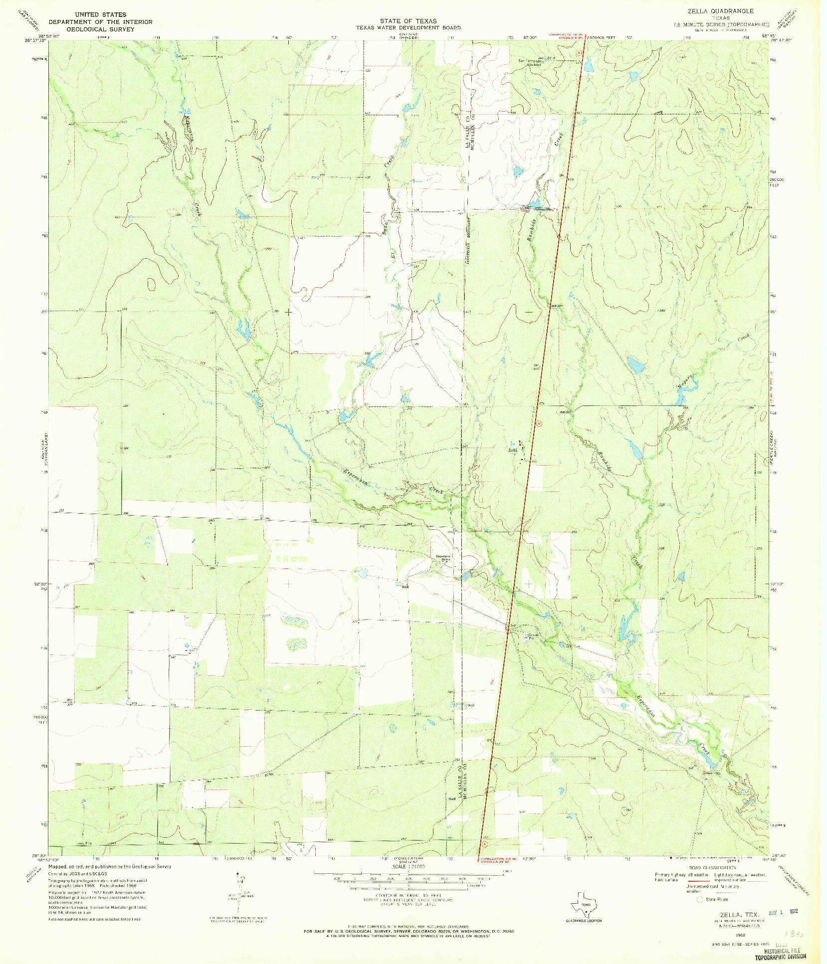 USGS 1:24000-SCALE QUADRANGLE FOR ZELLA, TX 1968
