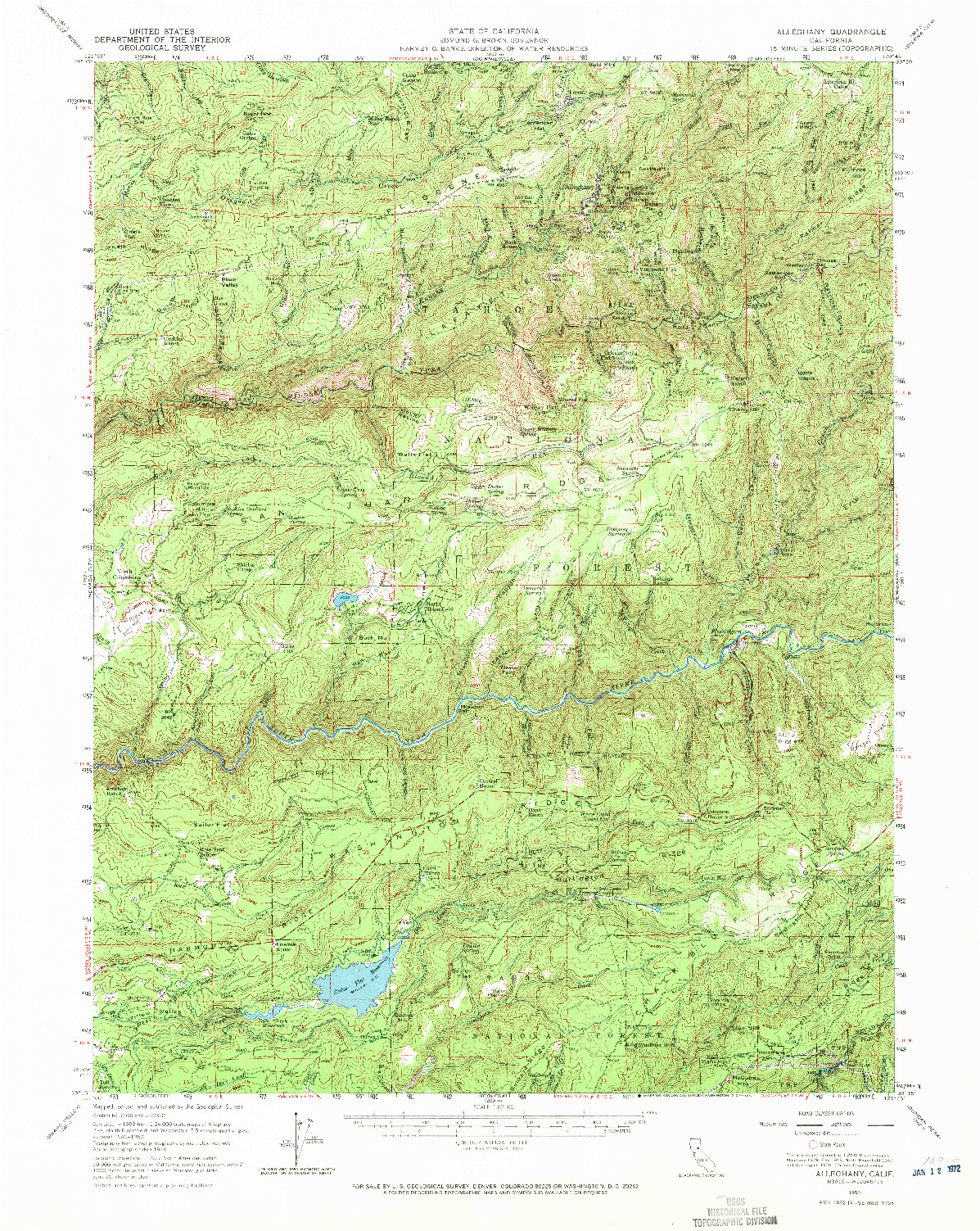 USGS 1:62500-SCALE QUADRANGLE FOR ALLEGHANY, CA 1950