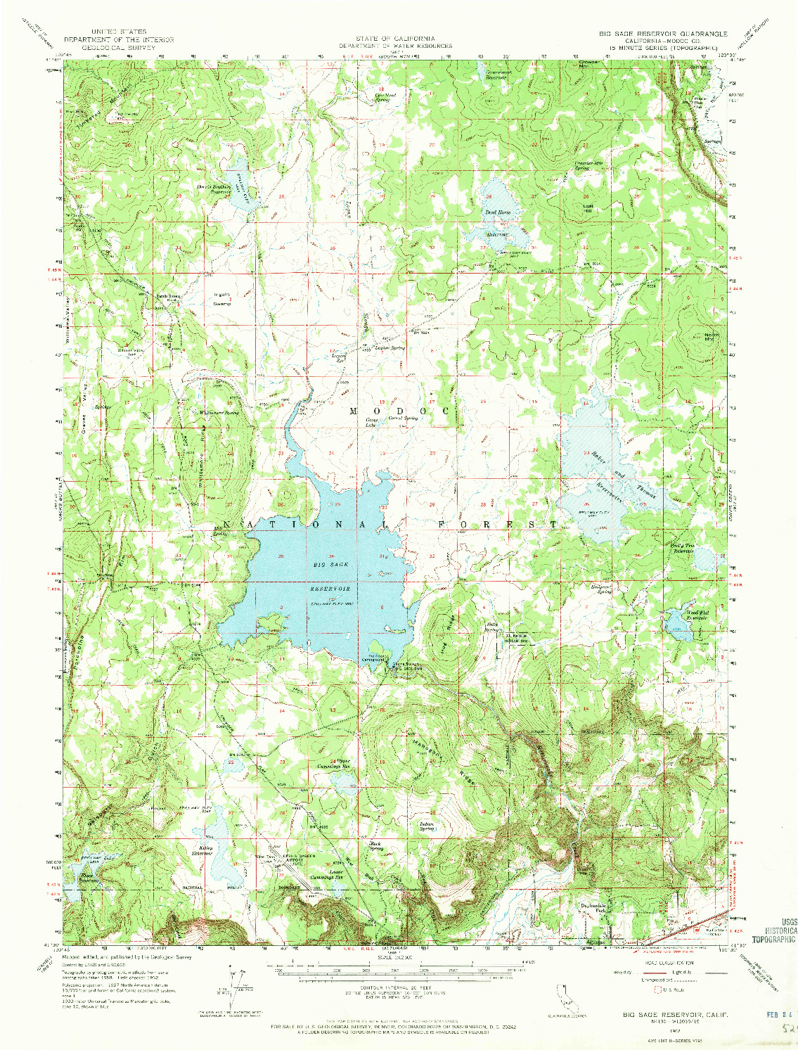 USGS 1:62500-SCALE QUADRANGLE FOR BIG SAGE RESERVOIR, CA 1962