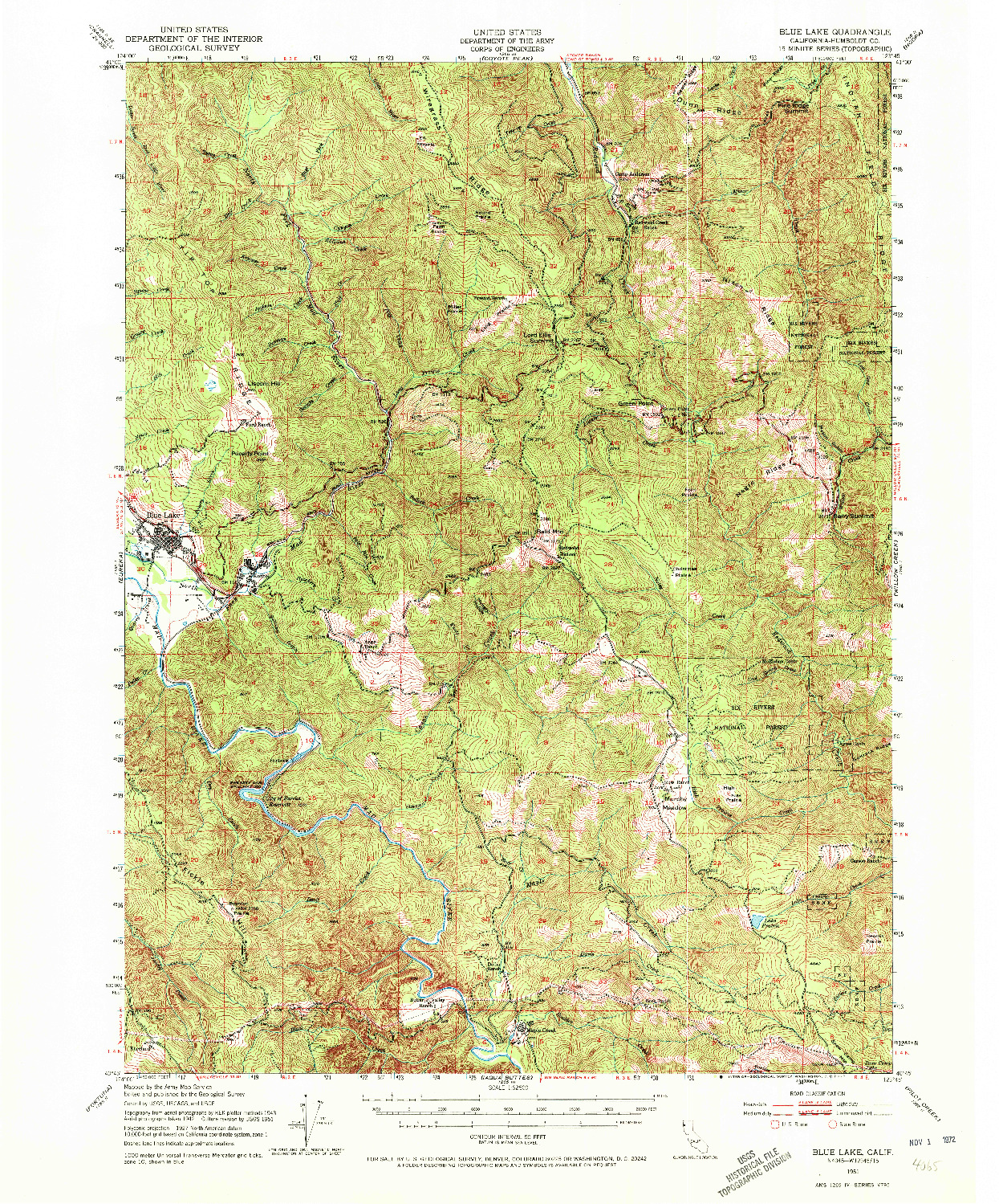 USGS 1:62500-SCALE QUADRANGLE FOR BLUE LAKE, CA 1951