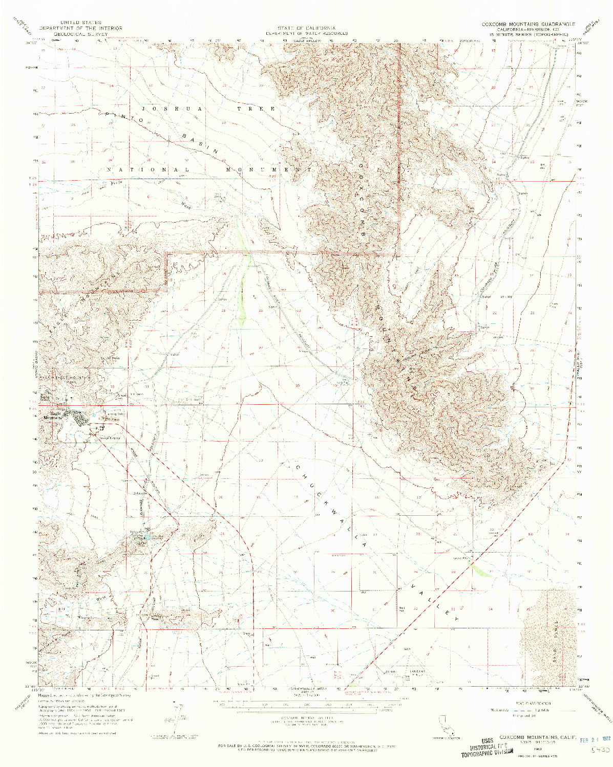 USGS 1:62500-SCALE QUADRANGLE FOR COXCOMB MOUNTAINS, CA 1963