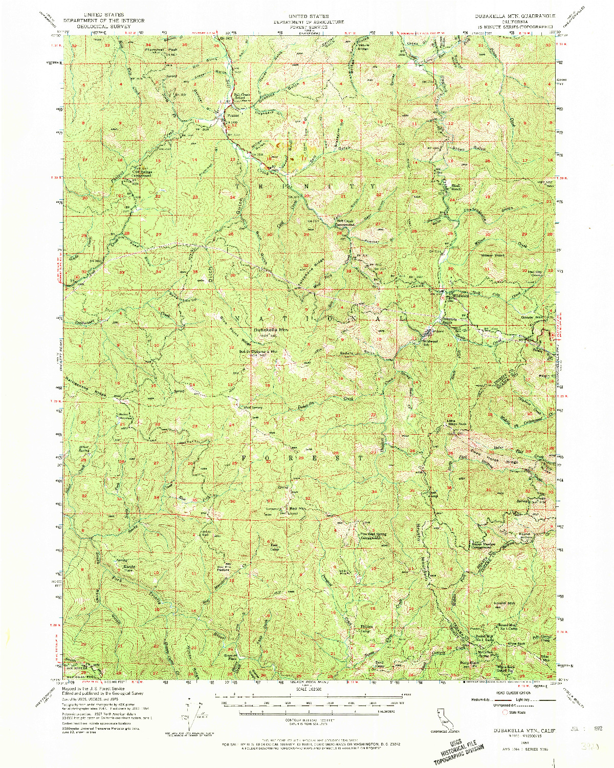 USGS 1:62500-SCALE QUADRANGLE FOR DUBAKELLA MTN, CA 1954