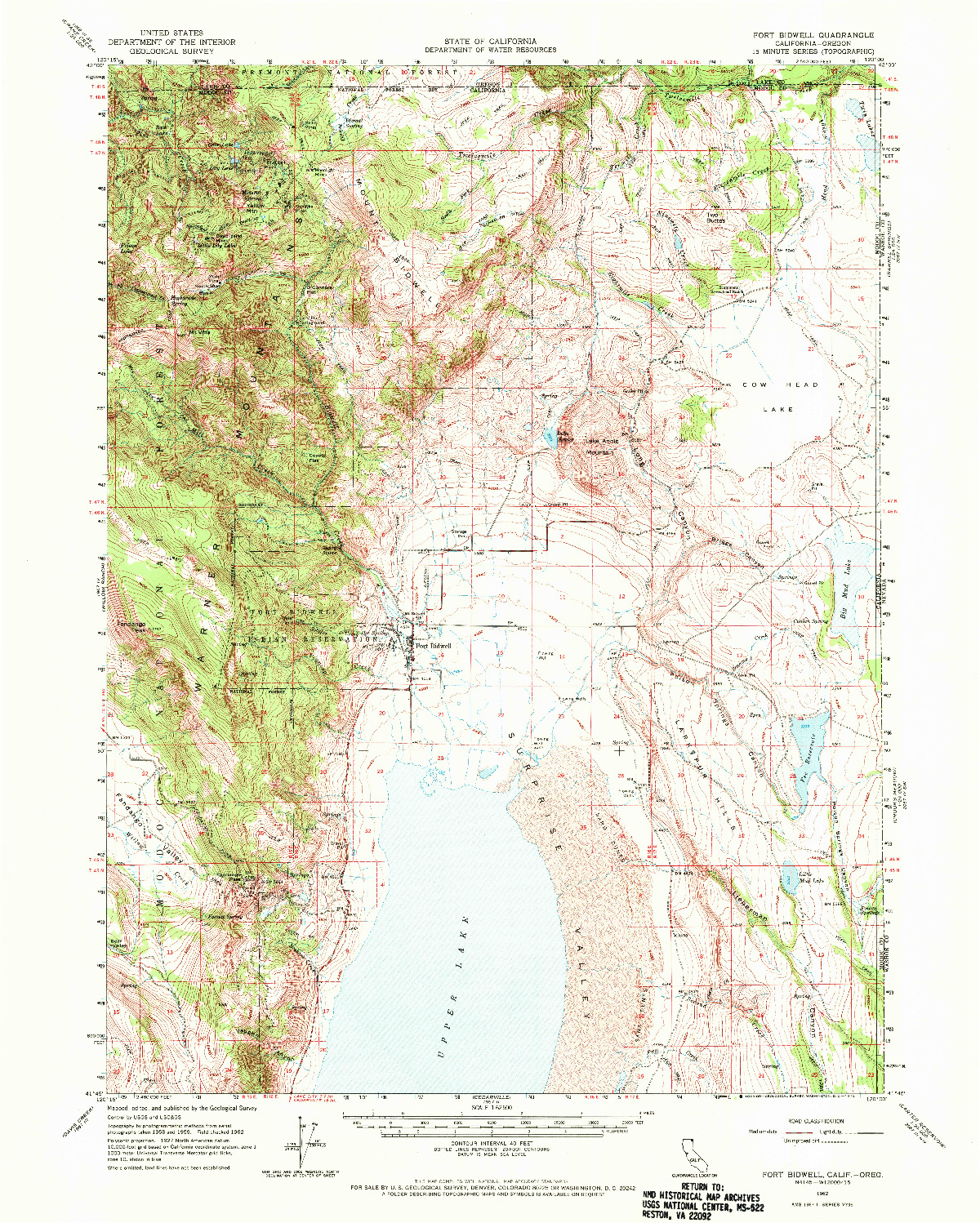 USGS 1:62500-SCALE QUADRANGLE FOR FORT BIDWELL, CA 1962