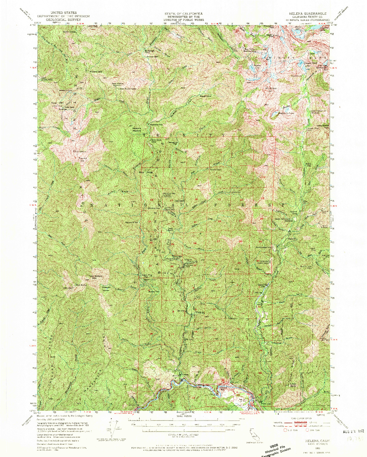 USGS 1:62500-SCALE QUADRANGLE FOR HELENA, CA 1951