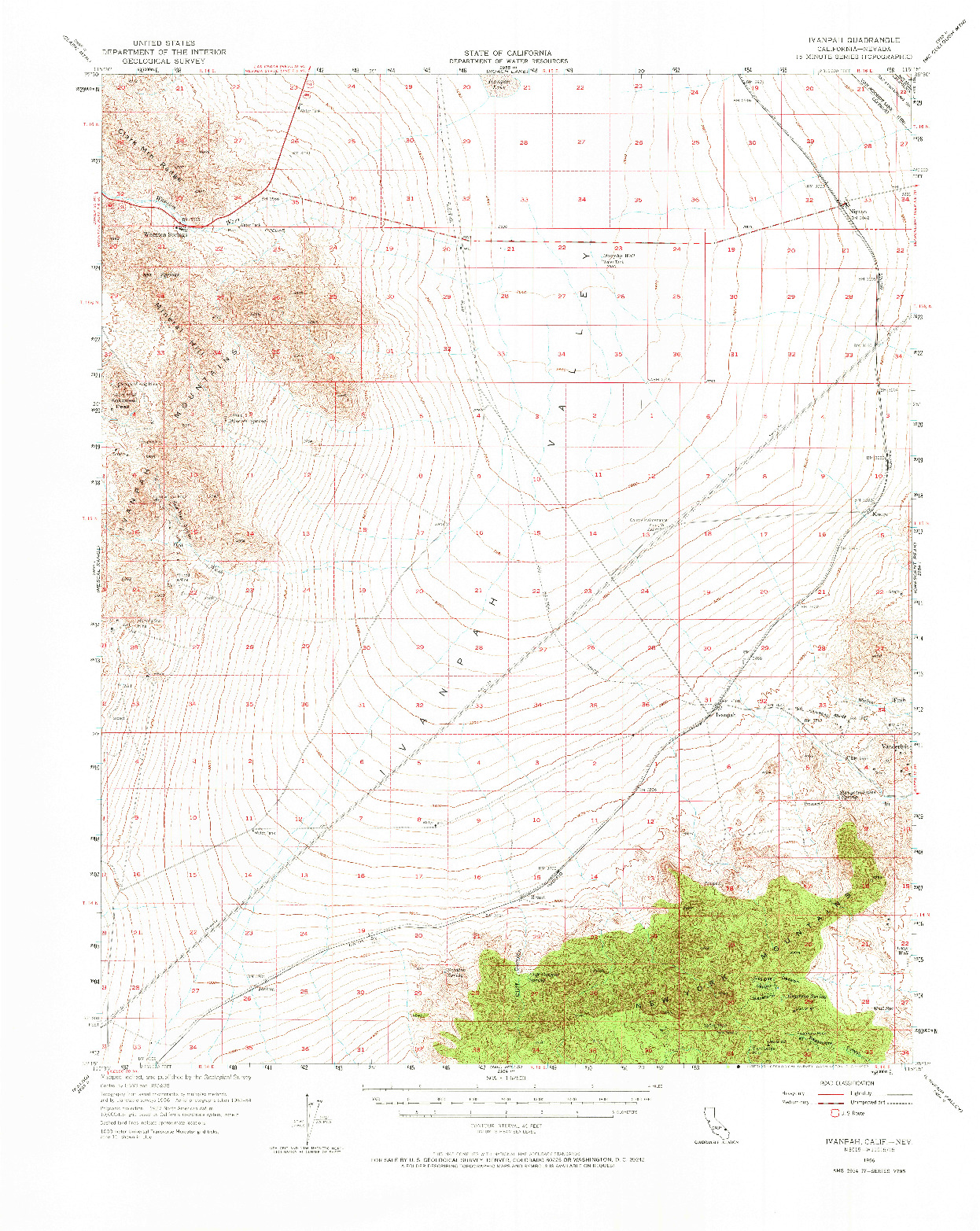 USGS 1:62500-SCALE QUADRANGLE FOR IVANPAH, CA 1956