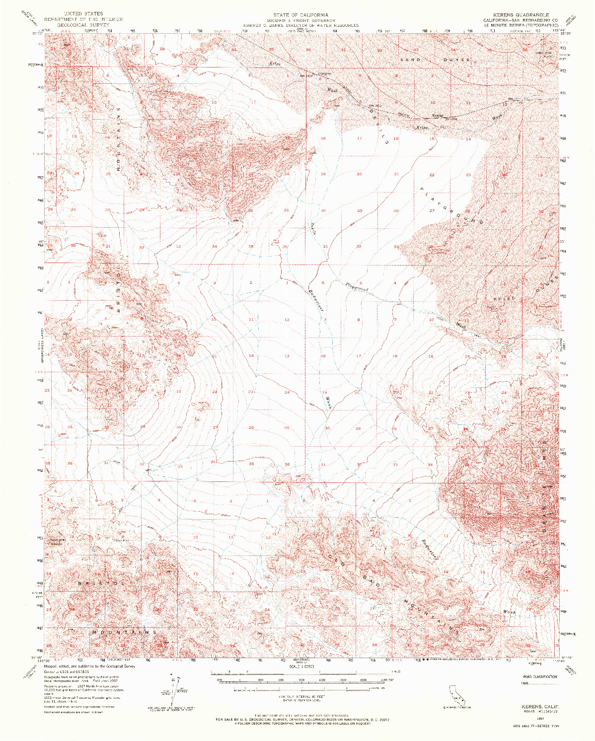 USGS 1:62500-SCALE QUADRANGLE FOR KERENS, CA 1957