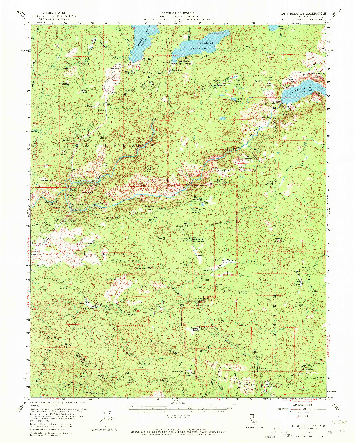 USGS 1:62500-SCALE QUADRANGLE FOR LAKE ELEANOR, CA 1956