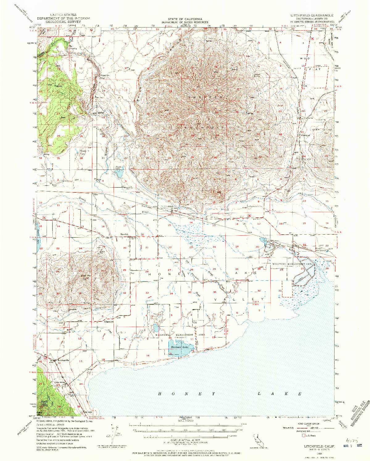 USGS 1:62500-SCALE QUADRANGLE FOR LITCHFIELD, CA 1954