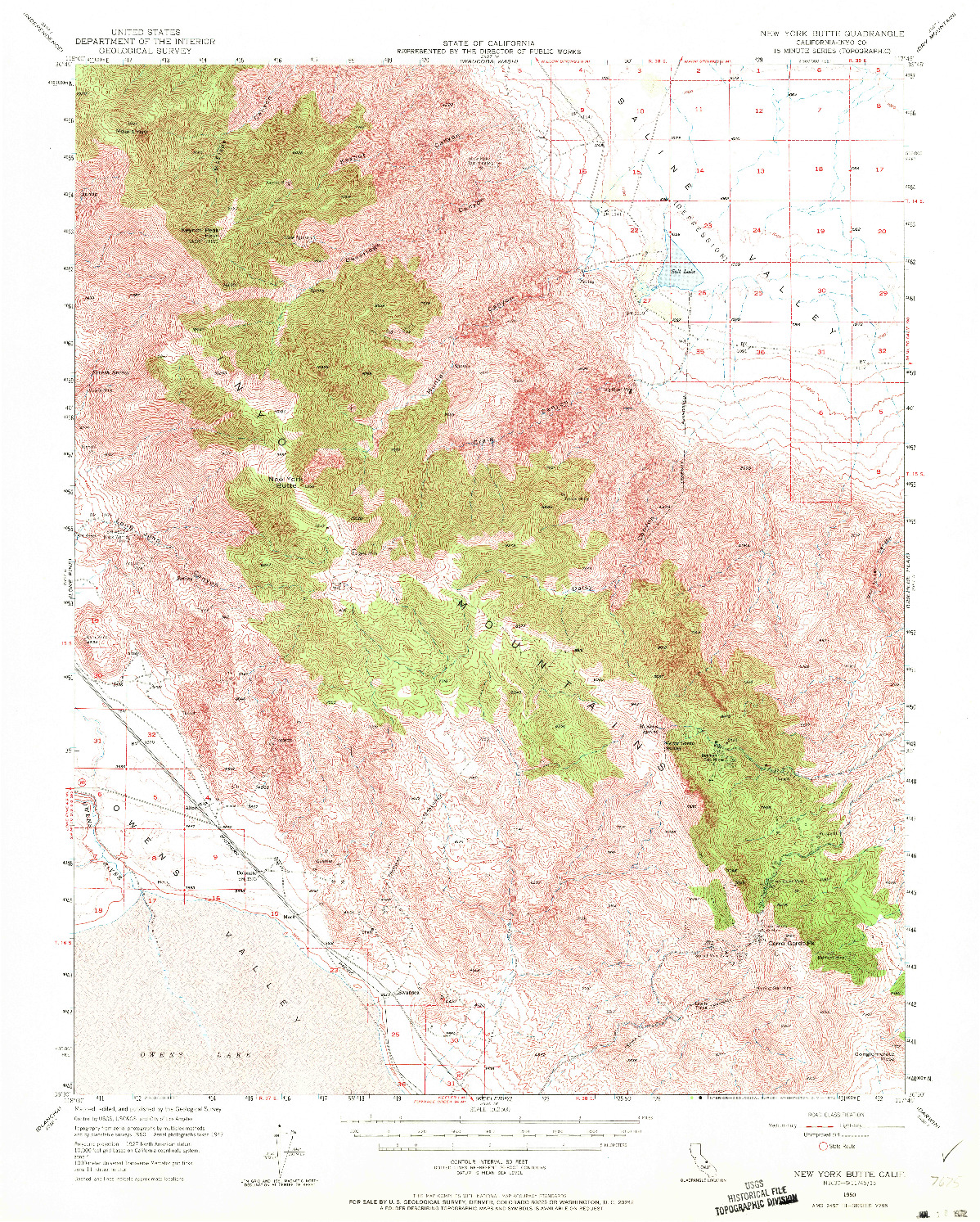 USGS 1:62500-SCALE QUADRANGLE FOR NEW YORK BUTTE, CA 1950