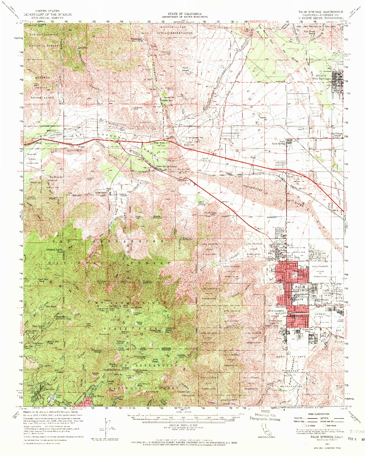 USGS 1:62500-SCALE QUADRANGLE FOR PALM SPRINGS, CA 1957