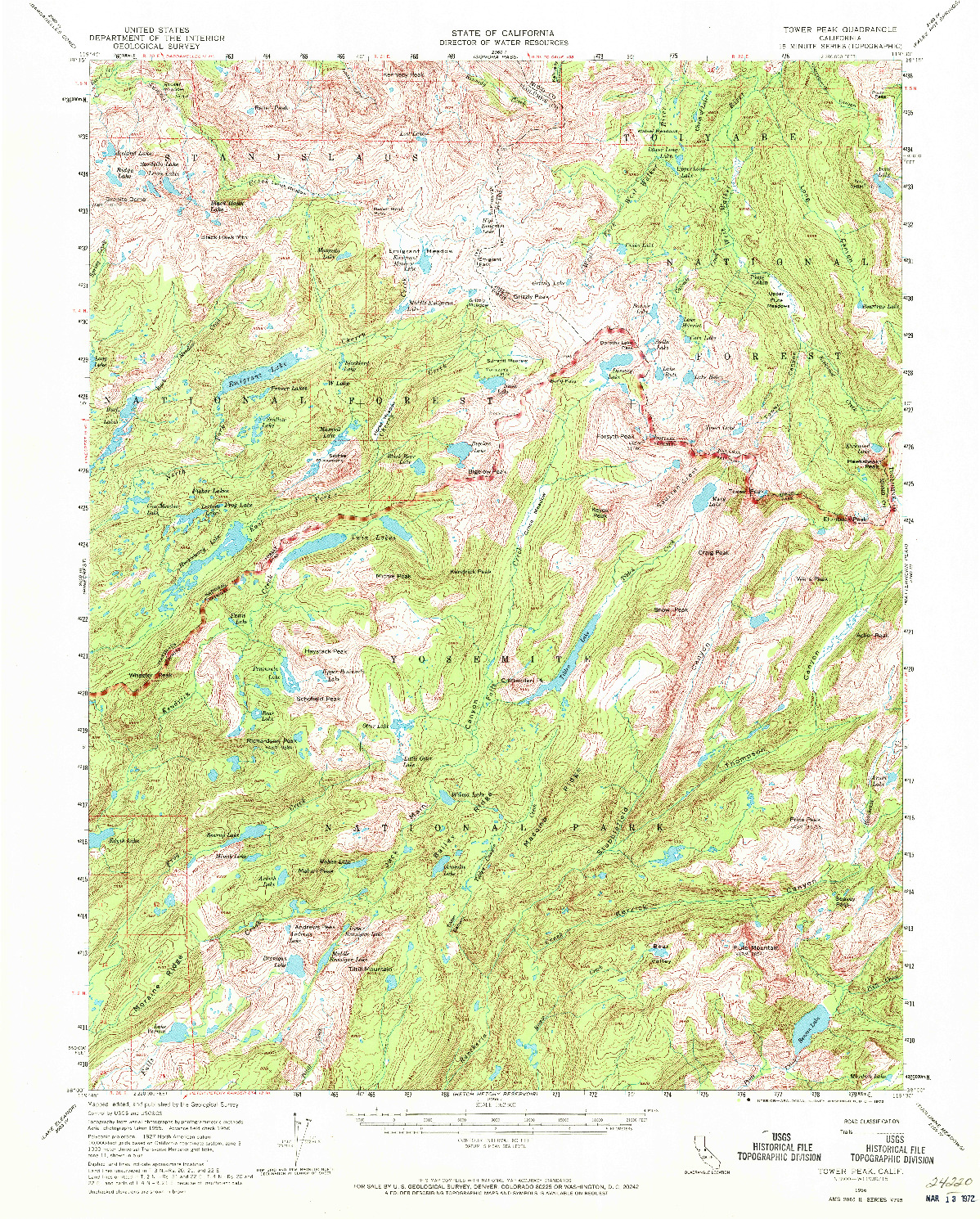 USGS 1:62500-SCALE QUADRANGLE FOR TOWER PEAK, CA 1956