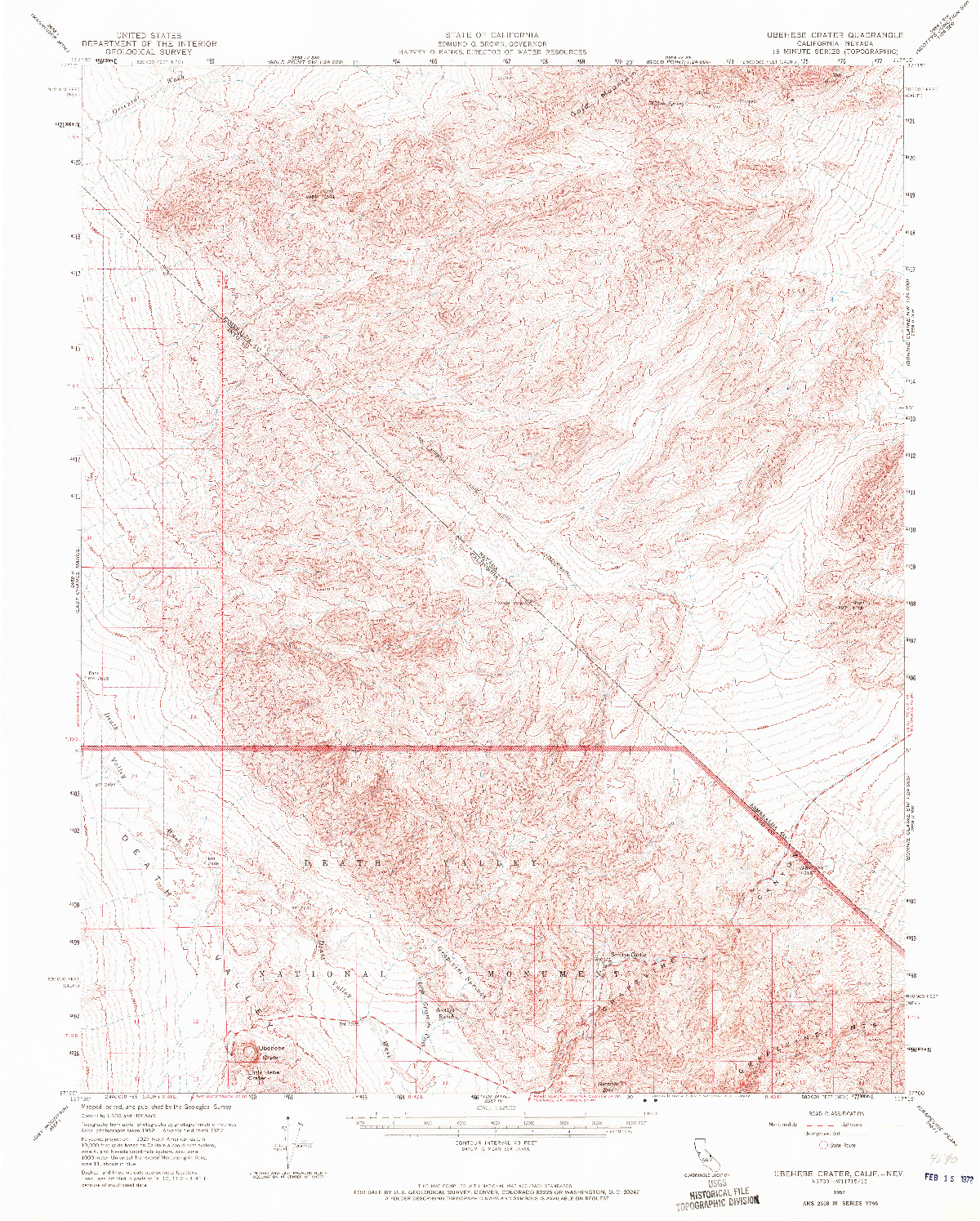 USGS 1:62500-SCALE QUADRANGLE FOR UBEHEBE CRATER, CA 1957