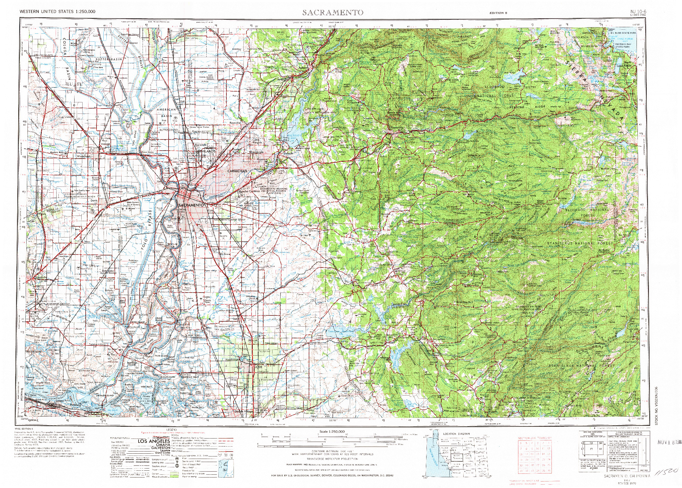 USGS 1:250000-SCALE QUADRANGLE FOR SACRAMENTO, CA 1957