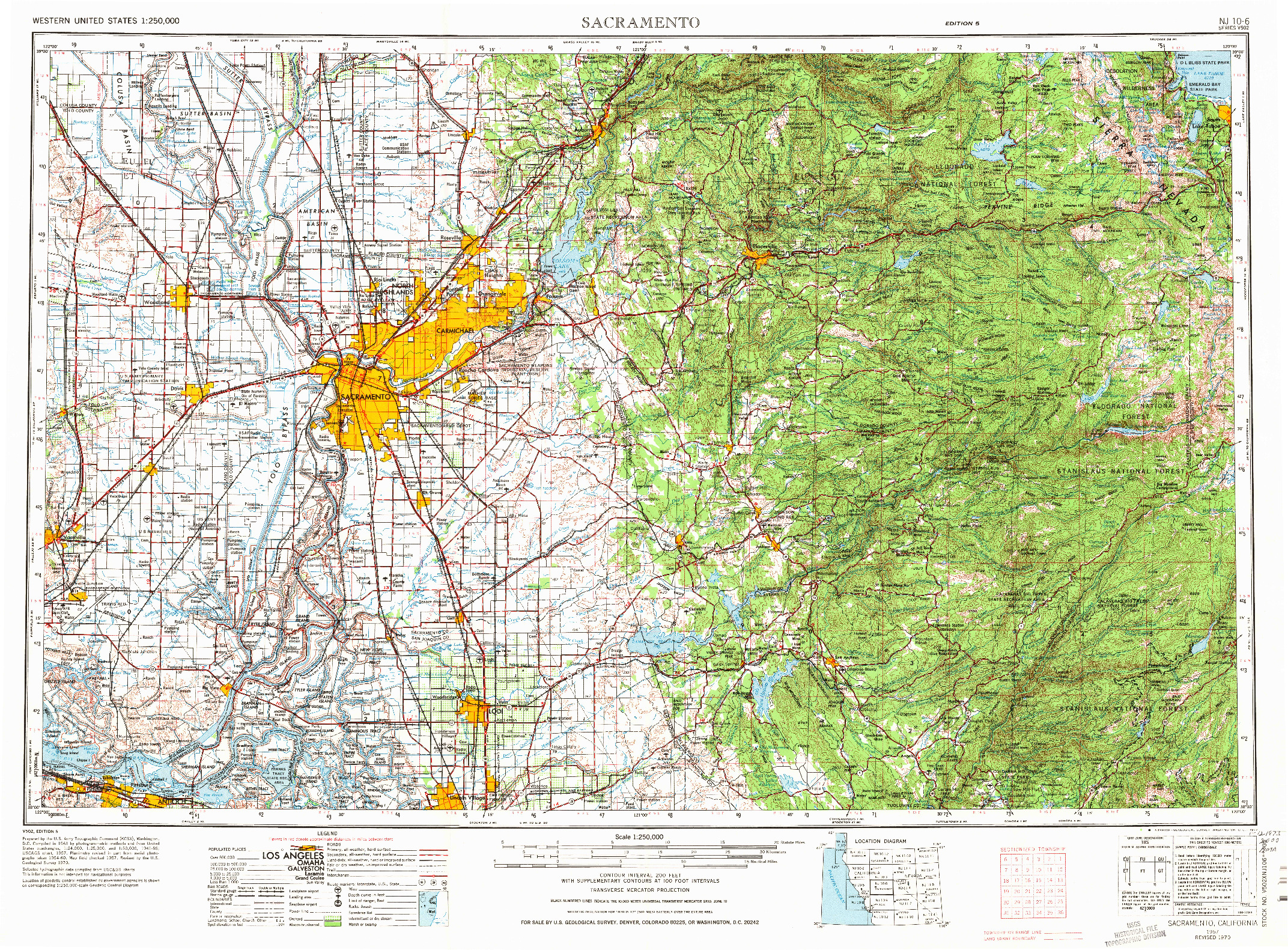 USGS 1:250000-SCALE QUADRANGLE FOR SACRAMENTO, CA 1957