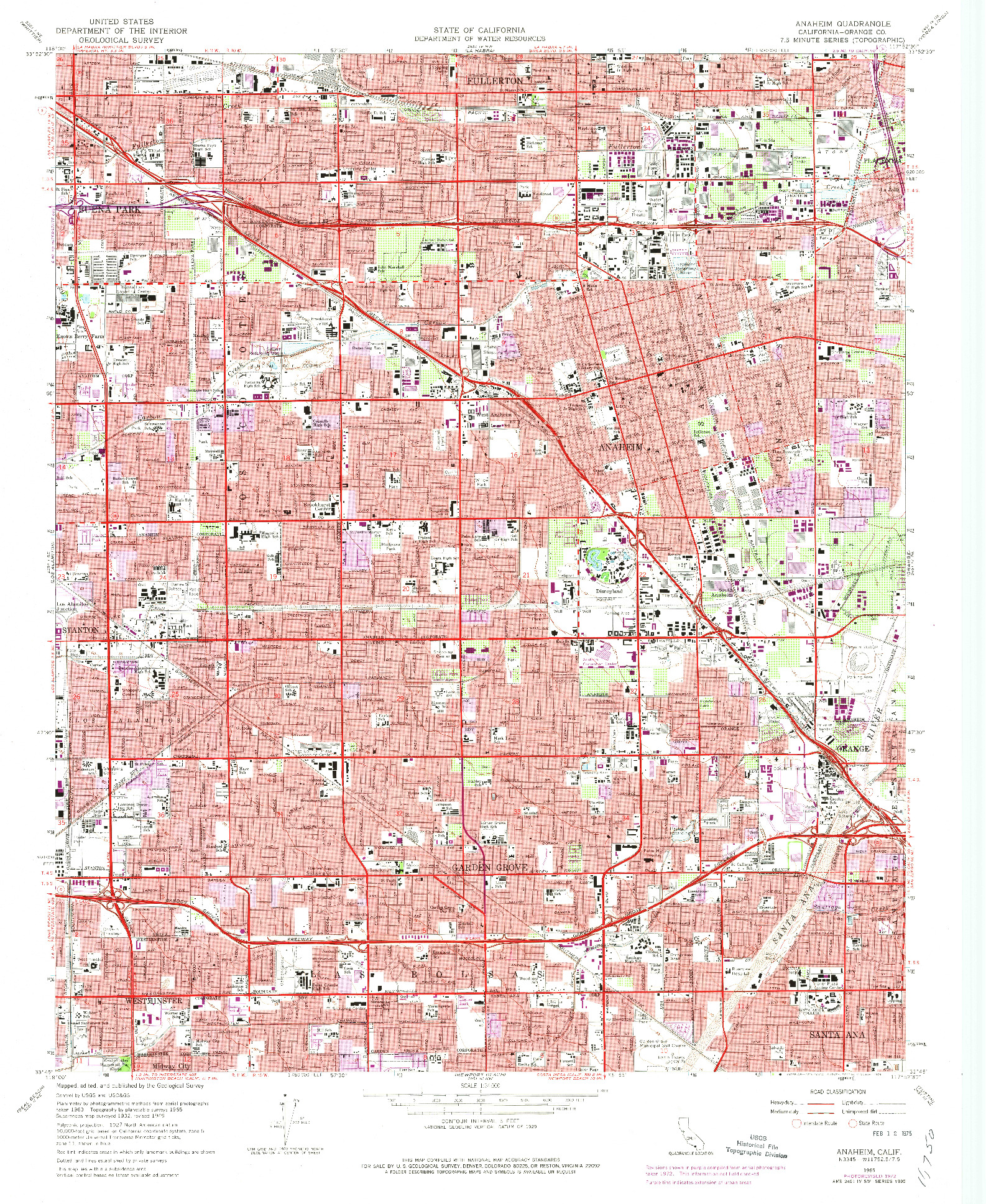 USGS 1:24000-SCALE QUADRANGLE FOR ANAHEIM, CA 1965