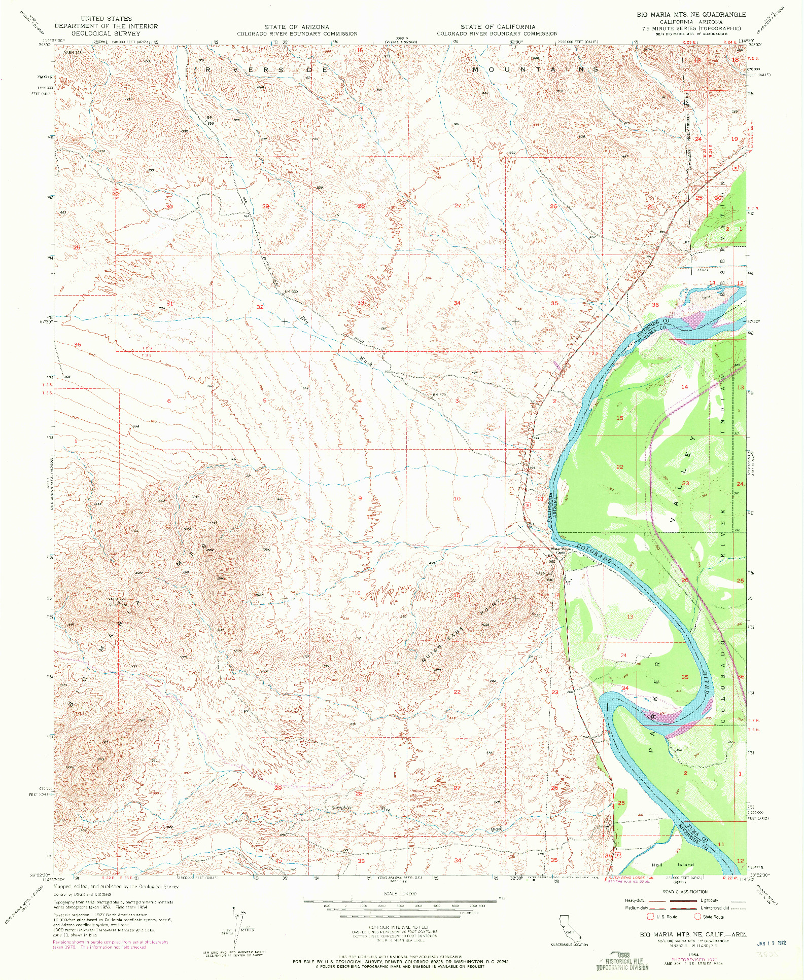 USGS 1:24000-SCALE QUADRANGLE FOR BIG MARIA MTS NE, CA 1954