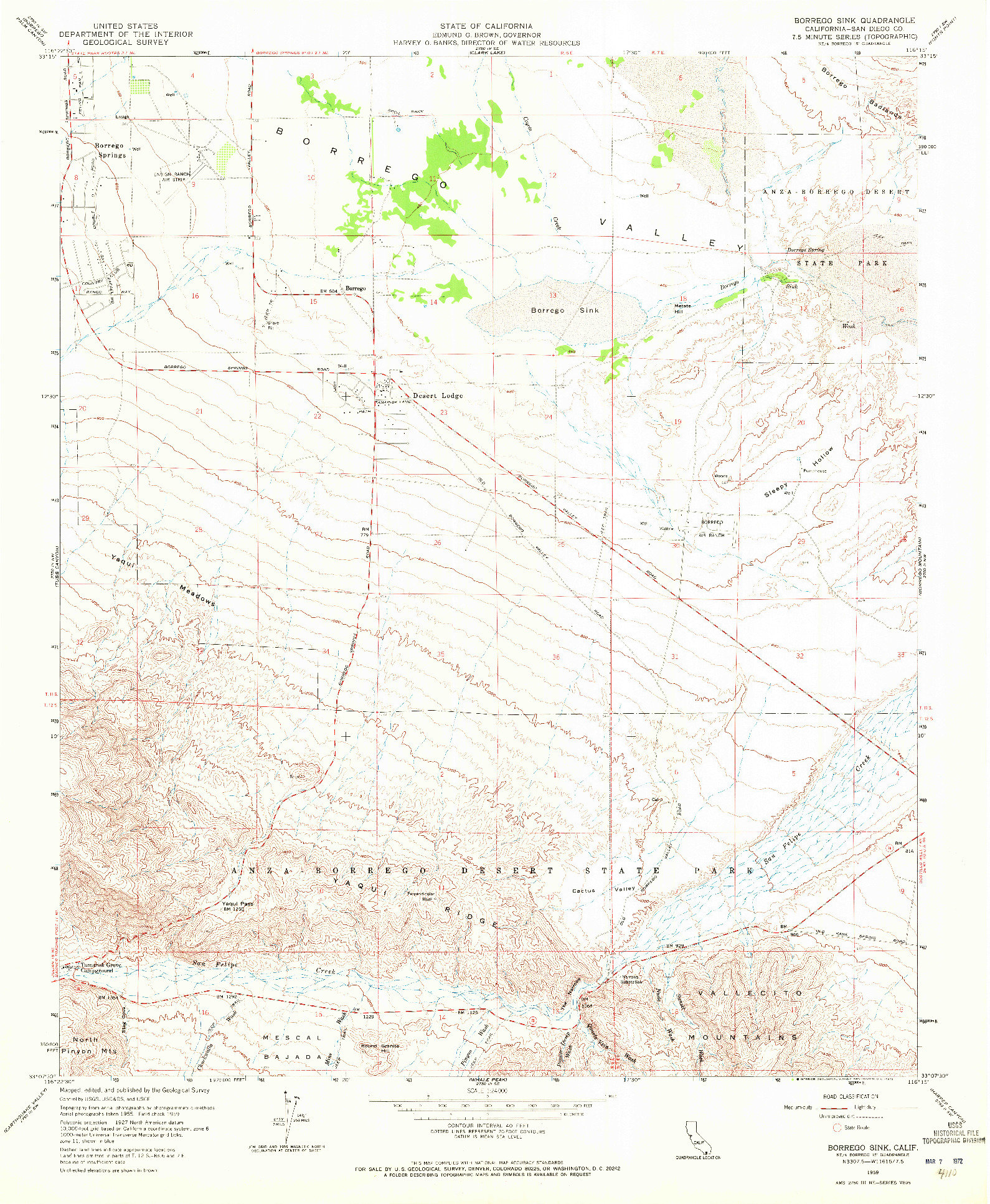 USGS 1:24000-SCALE QUADRANGLE FOR BORREGO SINK, CA 1959