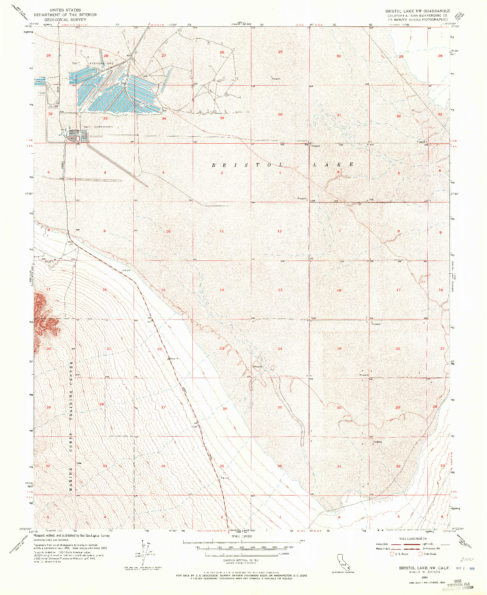 USGS 1:24000-SCALE QUADRANGLE FOR BRISTOL LAKE NW, CA 1954