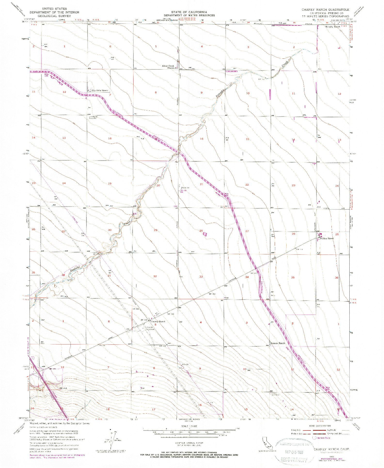 USGS 1:24000-SCALE QUADRANGLE FOR CHANEY RANCH, CA 1955