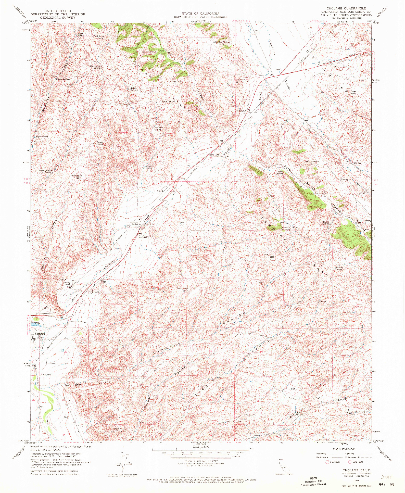 USGS 1:24000-SCALE QUADRANGLE FOR CHOLAME, CA 1961