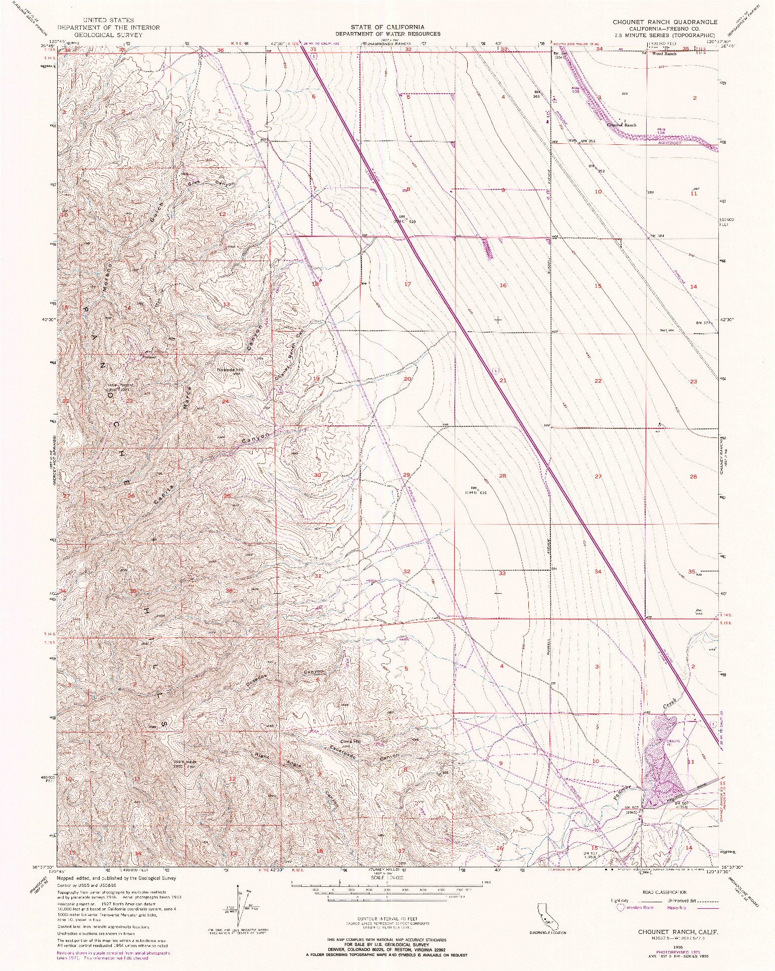 USGS 1:24000-SCALE QUADRANGLE FOR CHOUNET RANCH, CA 1956