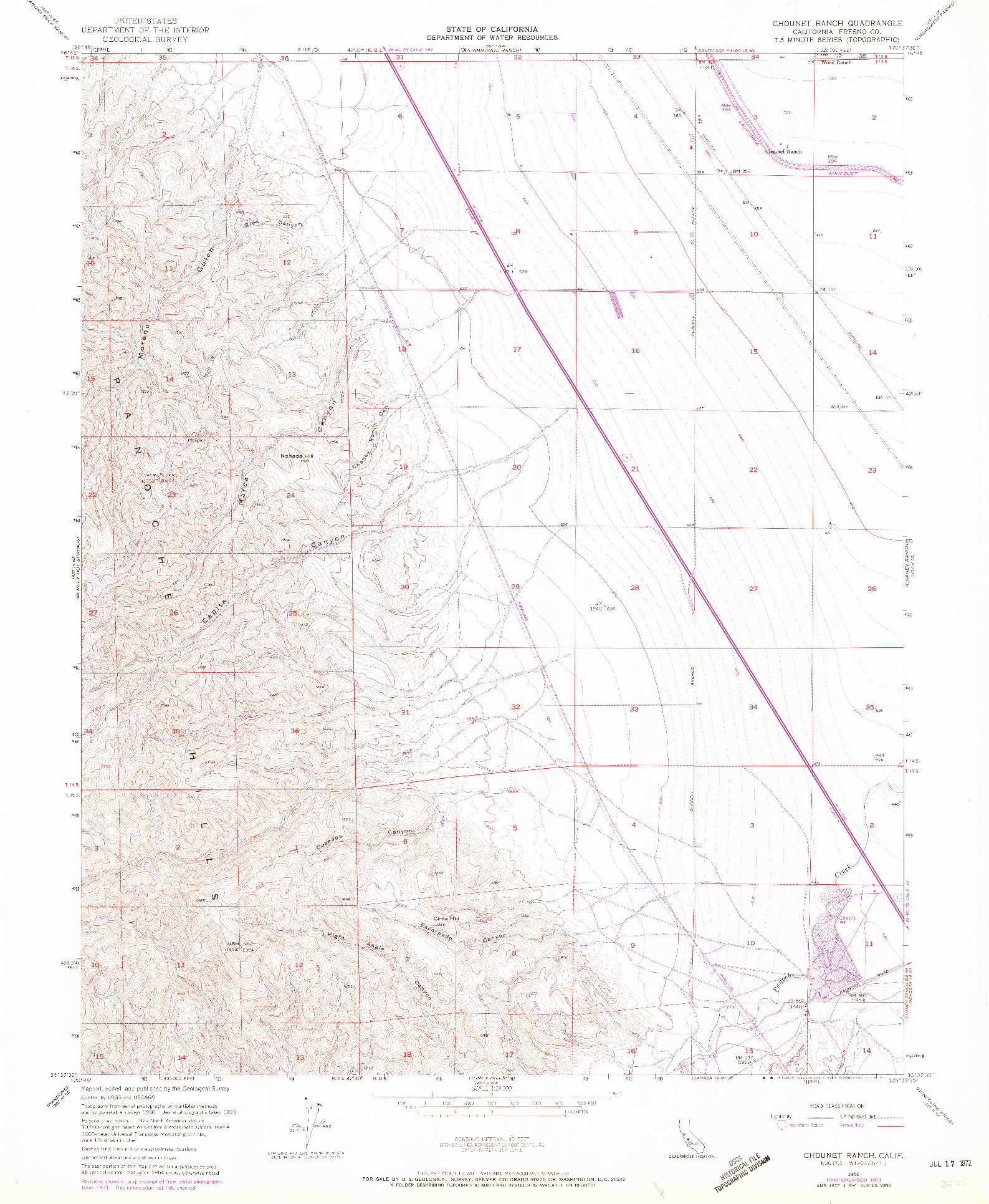 USGS 1:24000-SCALE QUADRANGLE FOR CHOUNET RANCH, CA 1956