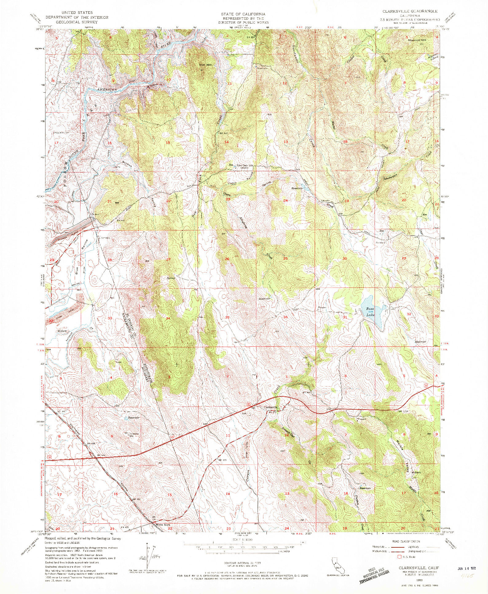 USGS 1:24000-SCALE QUADRANGLE FOR CLARKSVILLE, CA 1953