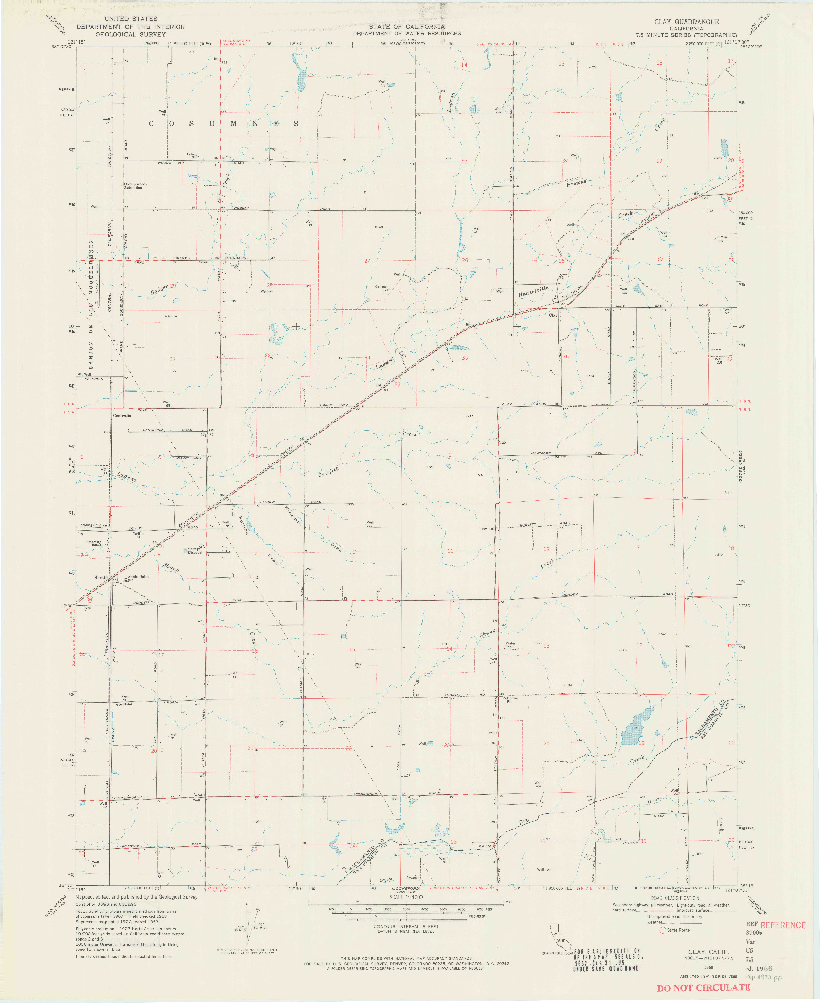 USGS 1:24000-SCALE QUADRANGLE FOR CLAY, CA 1968