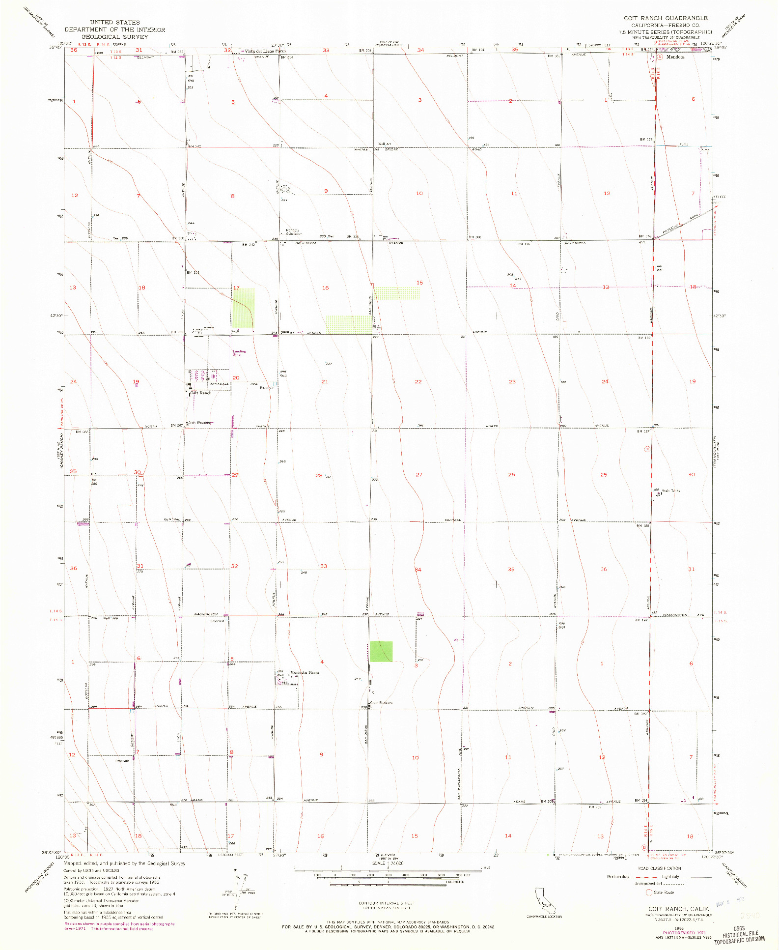 USGS 1:24000-SCALE QUADRANGLE FOR COIT RANCH, CA 1956