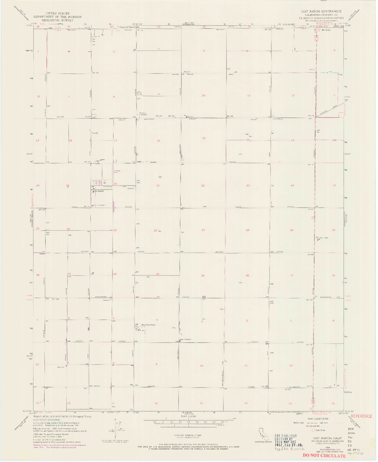 USGS 1:24000-SCALE QUADRANGLE FOR COIT RANCH, CA 1956