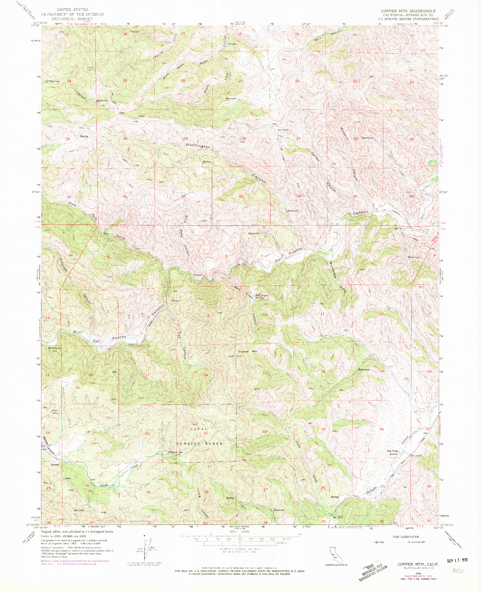 USGS 1:24000-SCALE QUADRANGLE FOR COPPER MTN, CA 1956