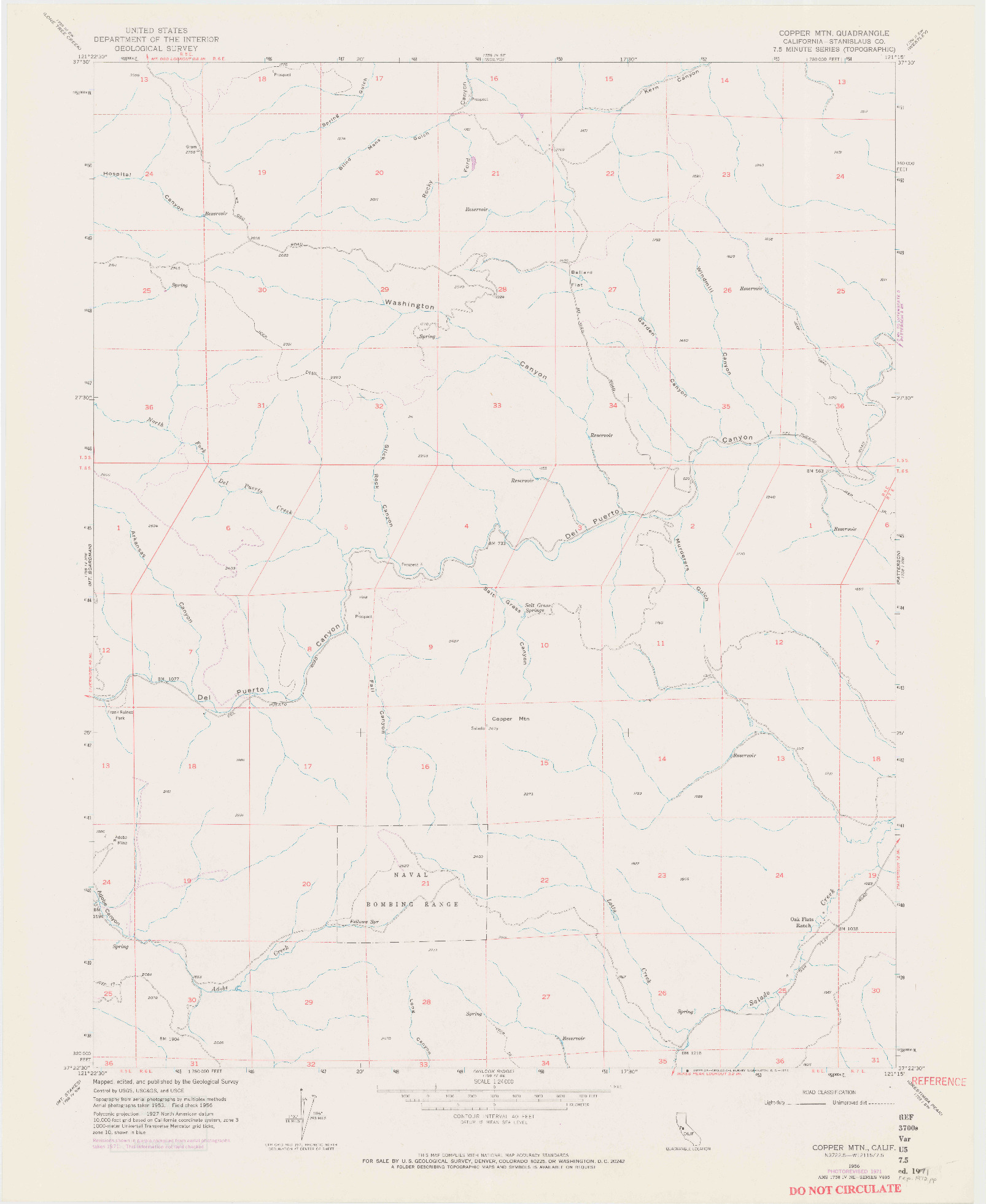 USGS 1:24000-SCALE QUADRANGLE FOR COPPER MTN, CA 1956