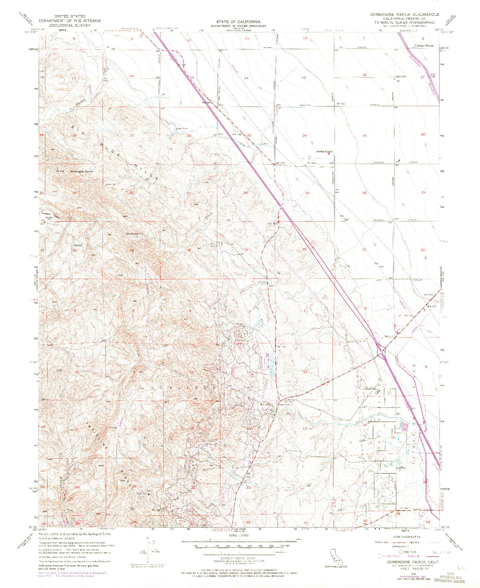 USGS 1:24000-SCALE QUADRANGLE FOR DOMENGINE RANCH, CA 1956