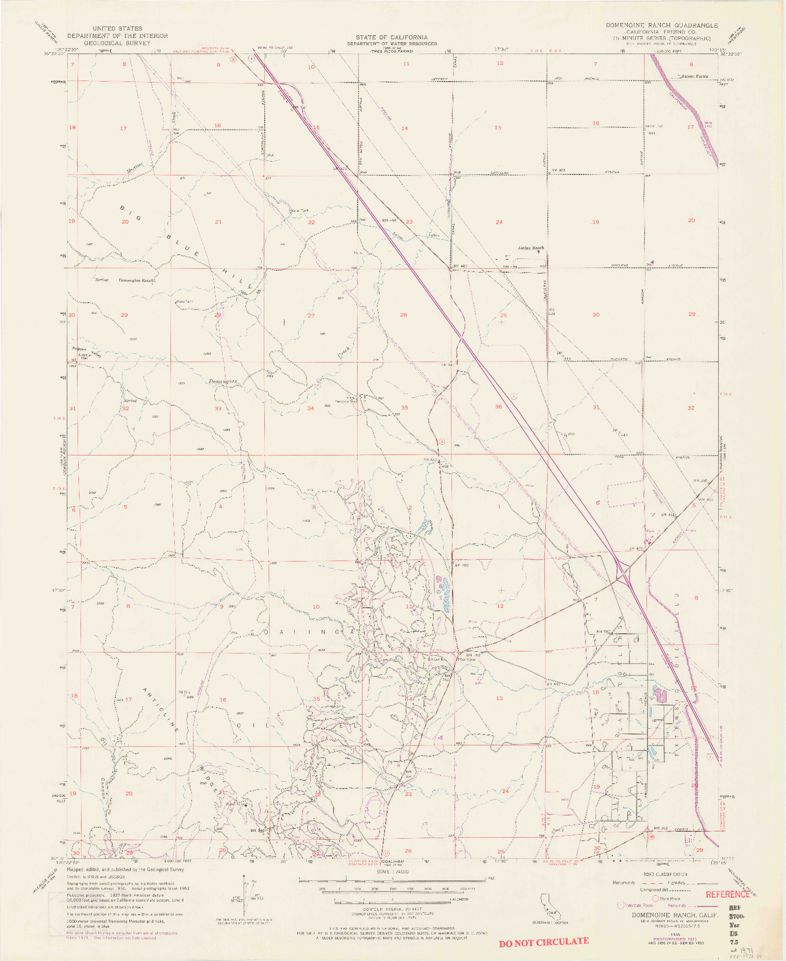 USGS 1:24000-SCALE QUADRANGLE FOR DOMENGINE RANCH, CA 1956