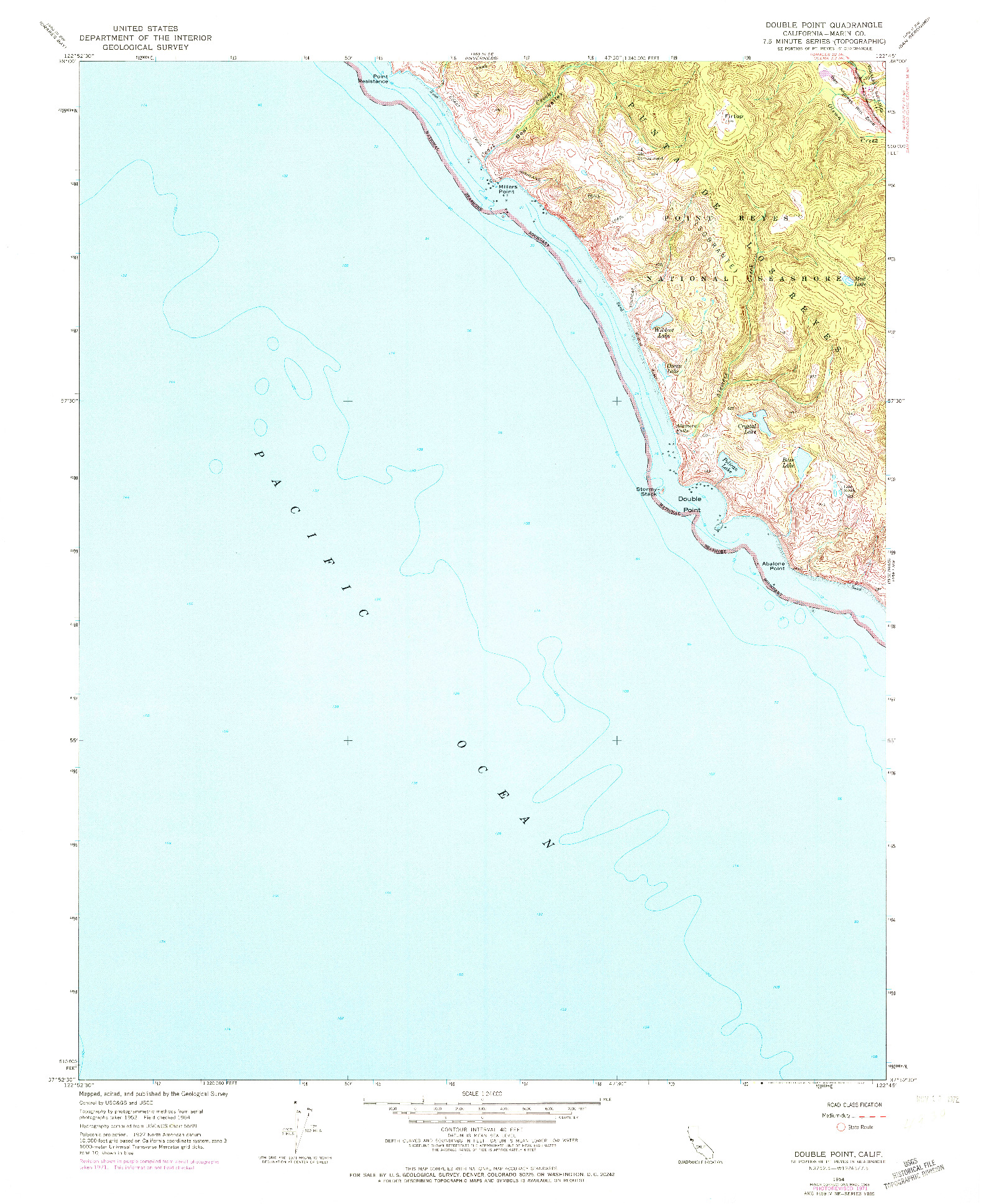 USGS 1:24000-SCALE QUADRANGLE FOR DOUBLE POINT, CA 1954