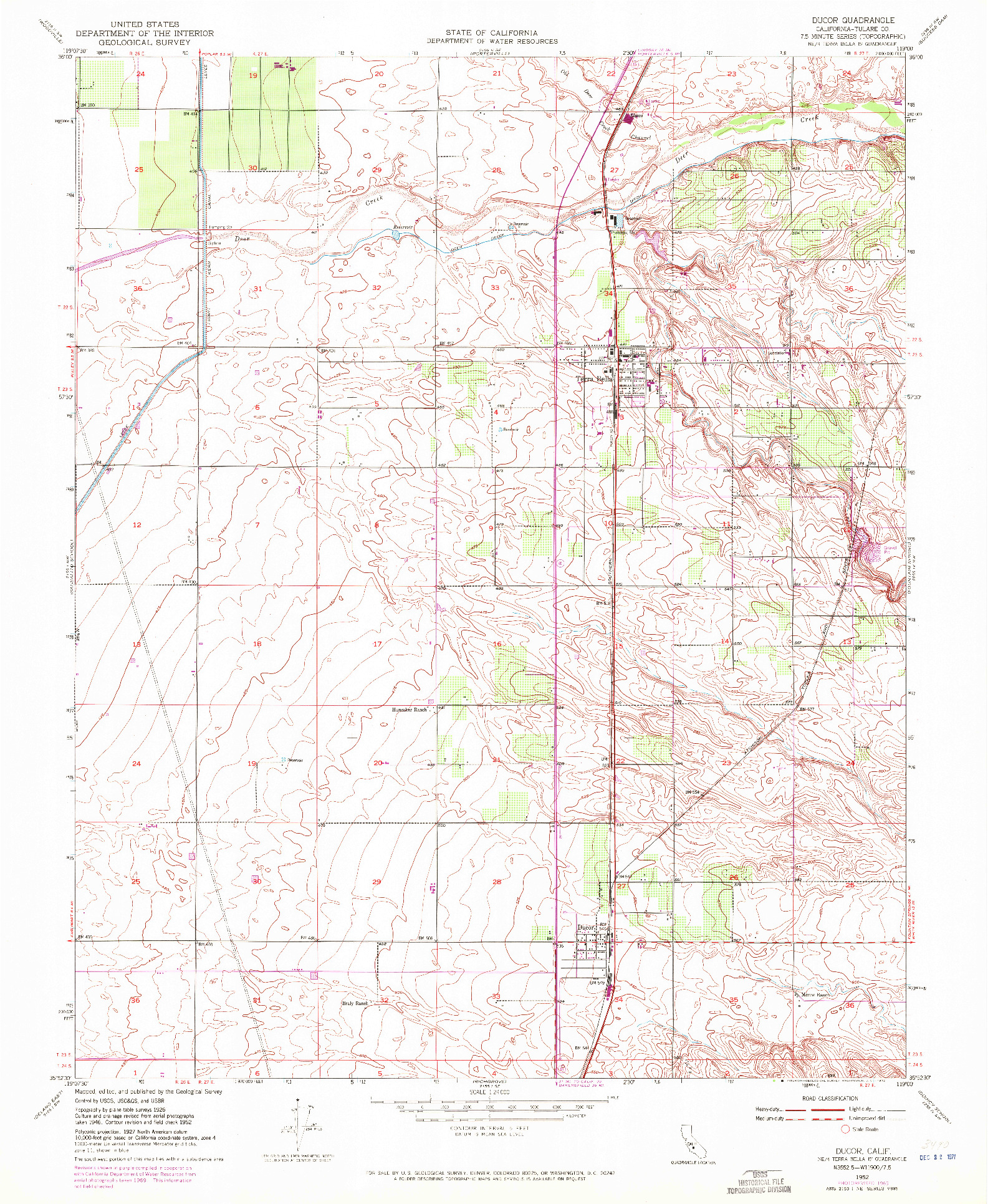 USGS 1:24000-SCALE QUADRANGLE FOR DUCOR, CA 1952