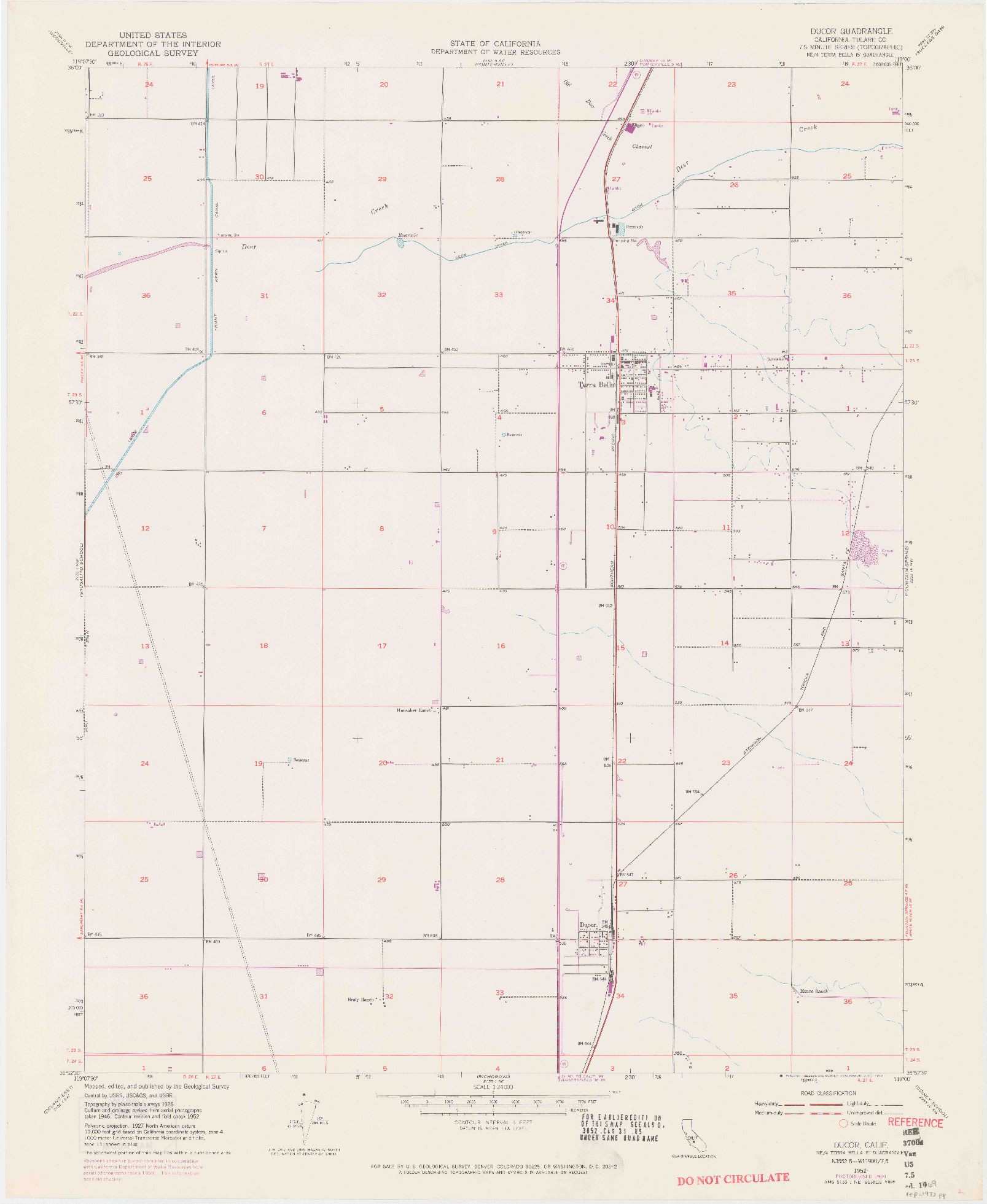 USGS 1:24000-SCALE QUADRANGLE FOR DUCOR, CA 1952