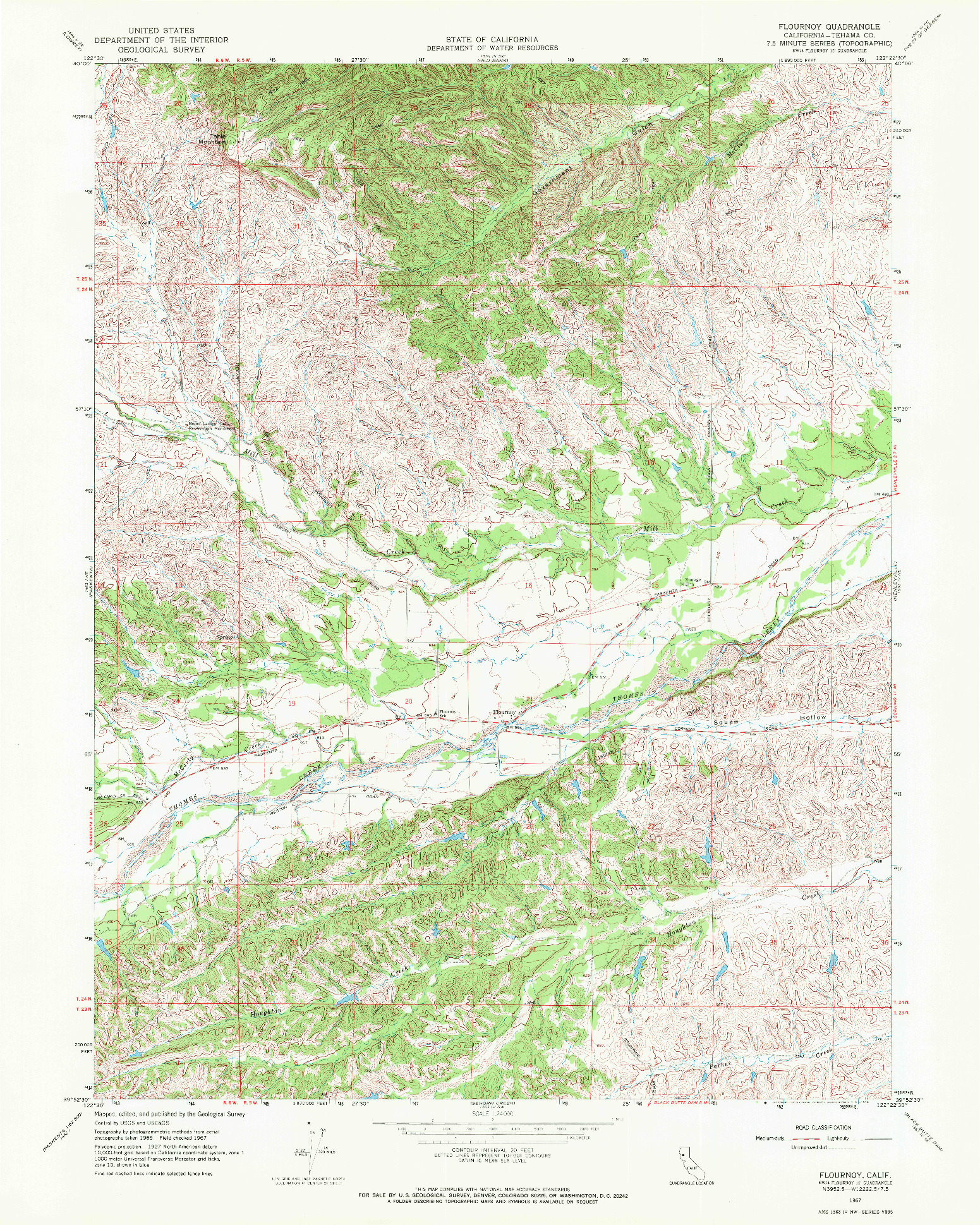 USGS 1:24000-SCALE QUADRANGLE FOR FLOURNOY, CA 1967